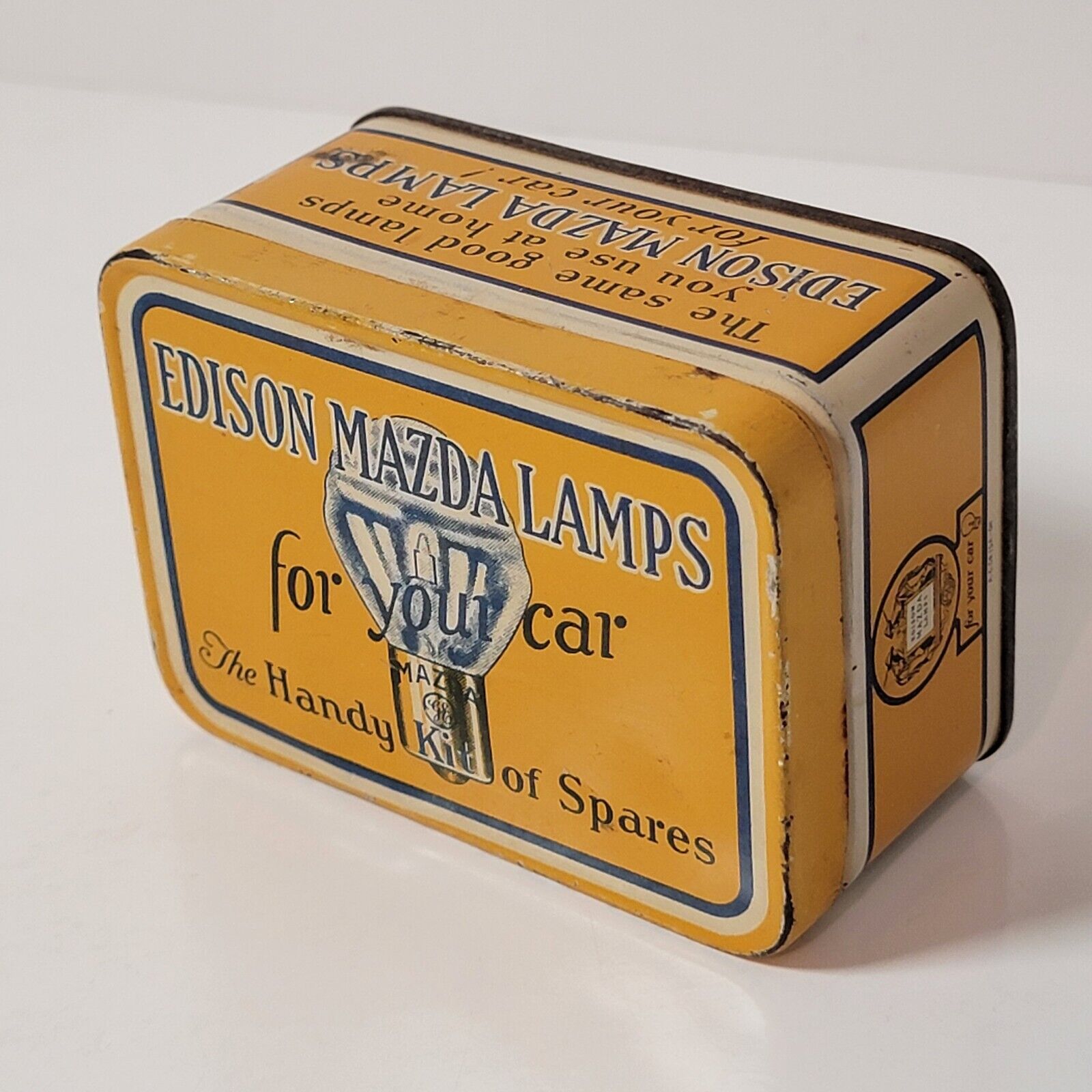 Vintage Edison Mazda Lamps GE Advertising Car Truck Spare Bulb Kit Empty Tin