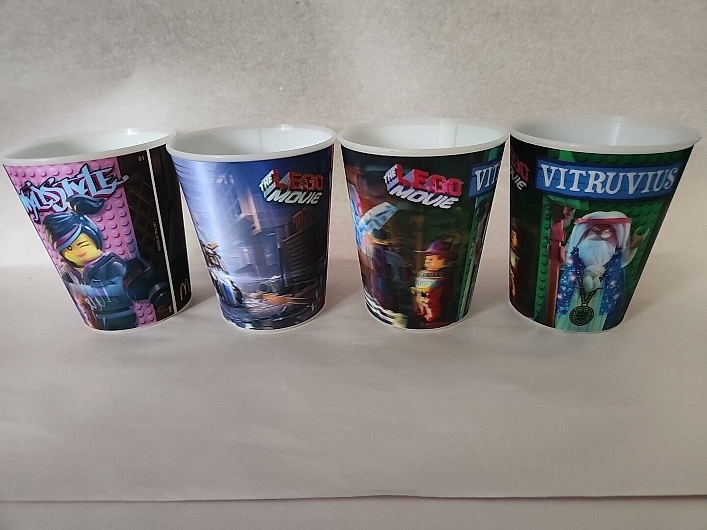 Lot Of 4 2013 McDonalds The LEGO Movie Holographic Cups New