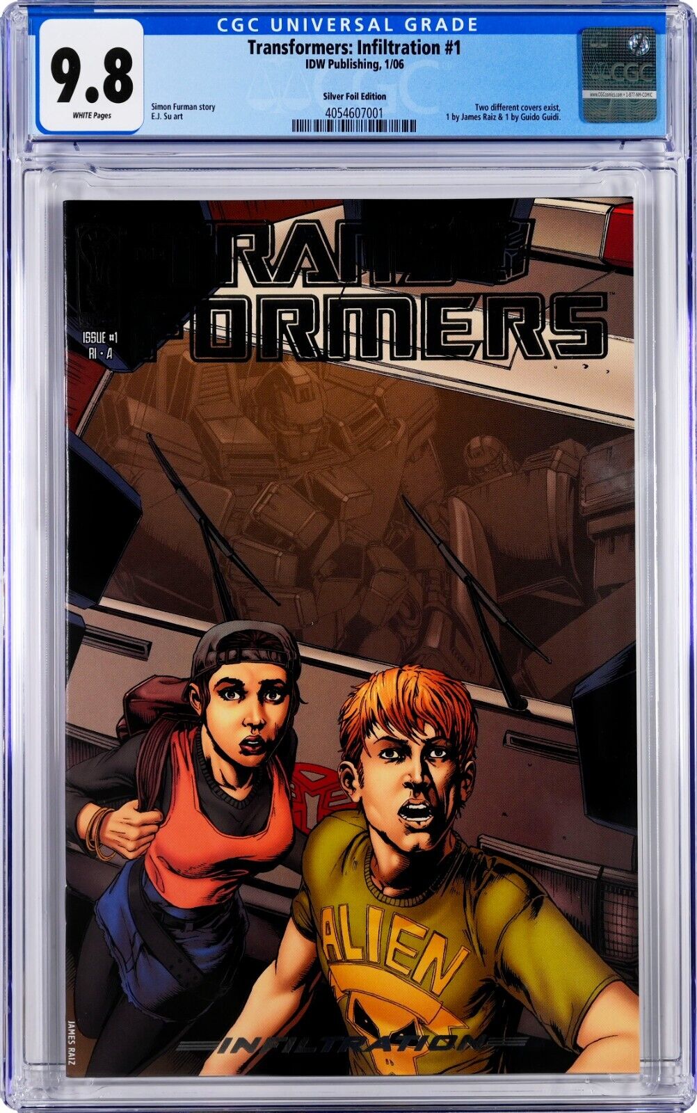 Transformers: Infiltration #1 CGC 9. 8 (2006, IDW) James Raiz Silver Foil Cover