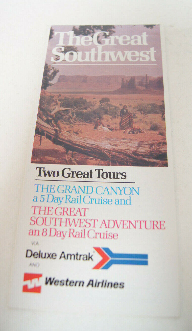 Deluxe Amtrak Western Airlines The Great Southwest Tours 1976 Travel Ephemera