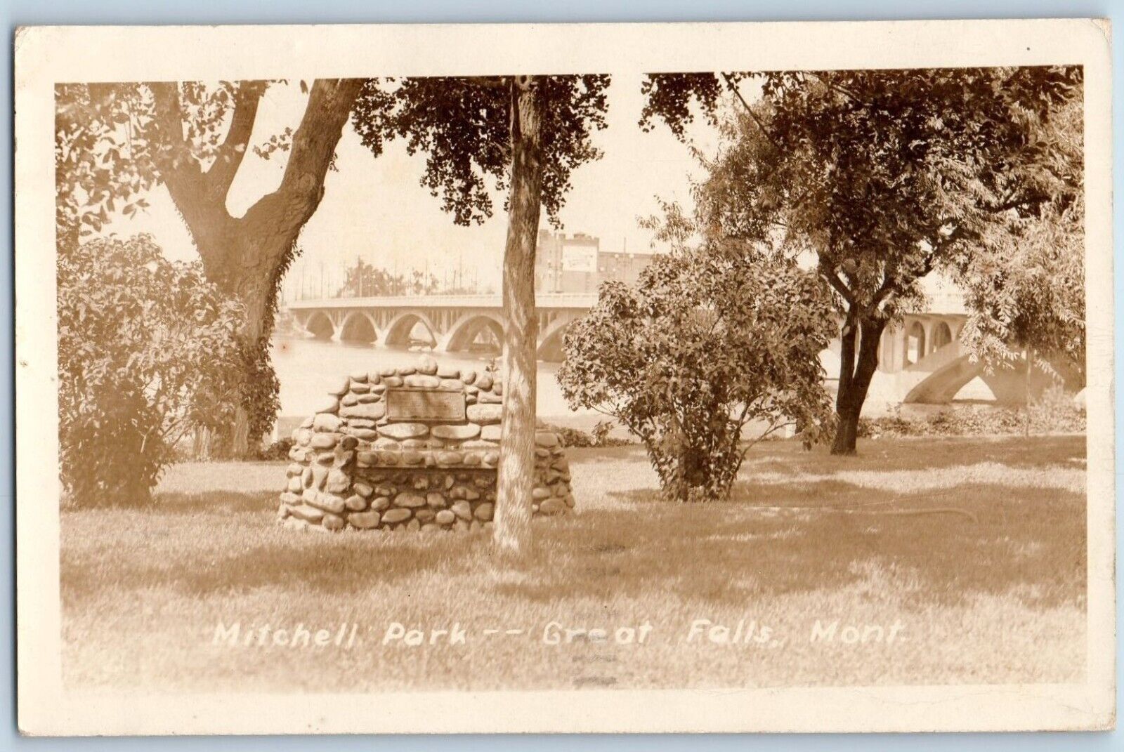 Great Falls Minnesota MN Postcard RPPC Photo View Of Mitchell Park 1944 Vintage