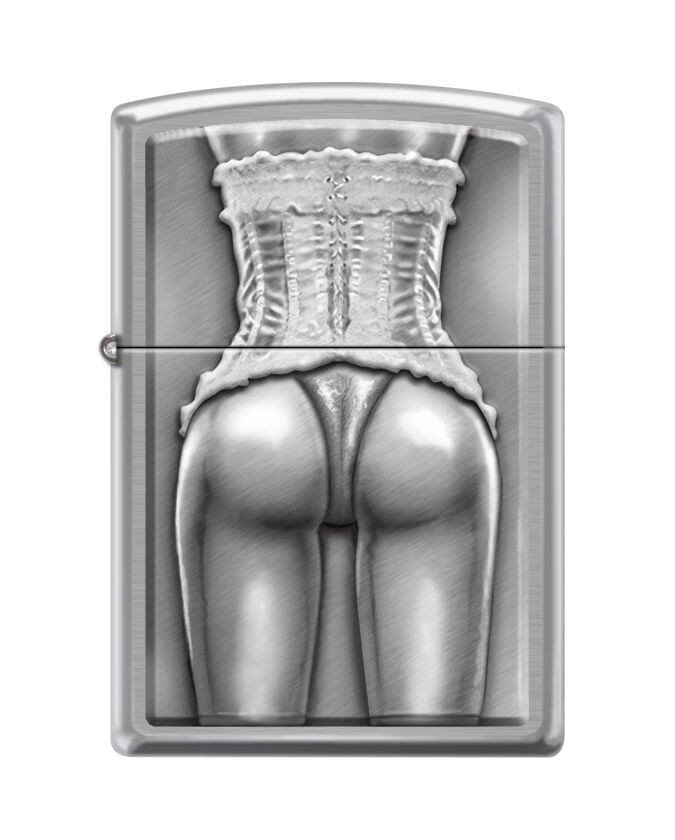 Zippo 2446, Sexy Woman in Corset, Brushed Chrome Finish Lighter