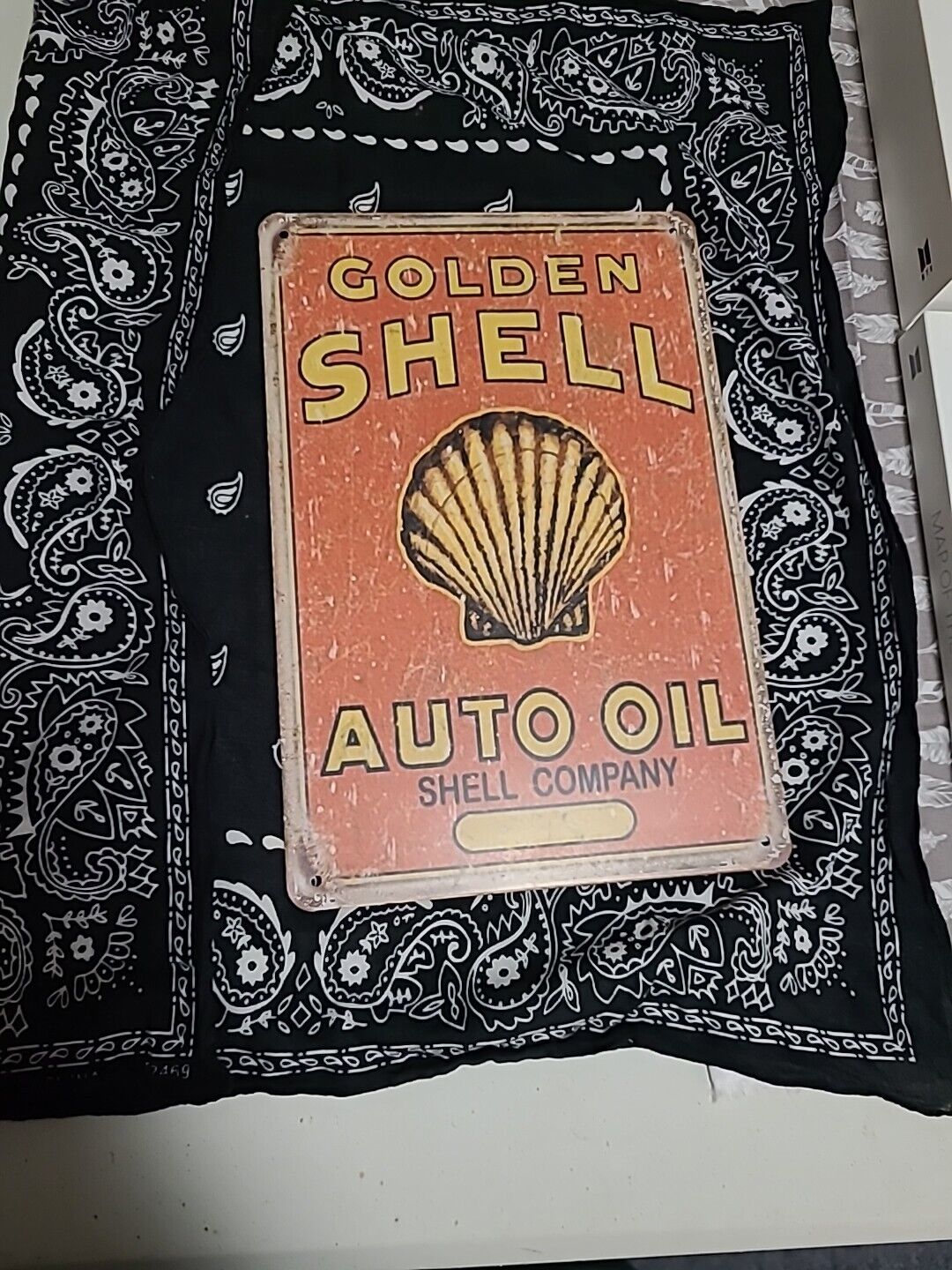 Golden SHELL Auto Oil Shell Company, Garage Reproduction METAL SIGN - 8\