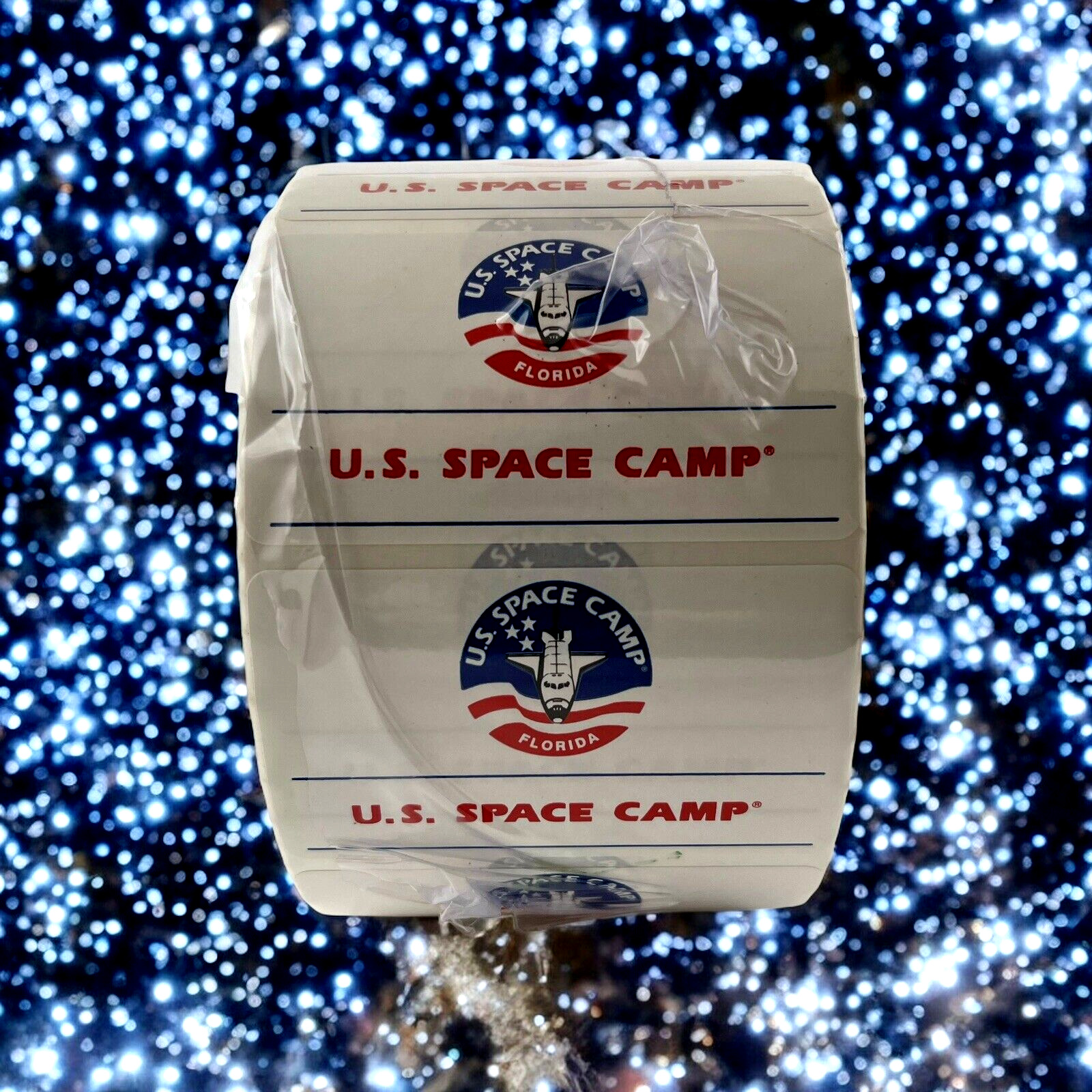 U.S. FLORIDA NASA SPACE ASTRONAUT CAMP Vintage NEW ROLL of STICKERS Labels LOGO