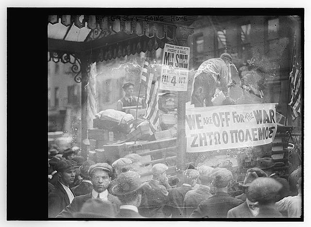 N.Y. Greeks going home to fight in 1st Balkan War,October 1912,Immigrants