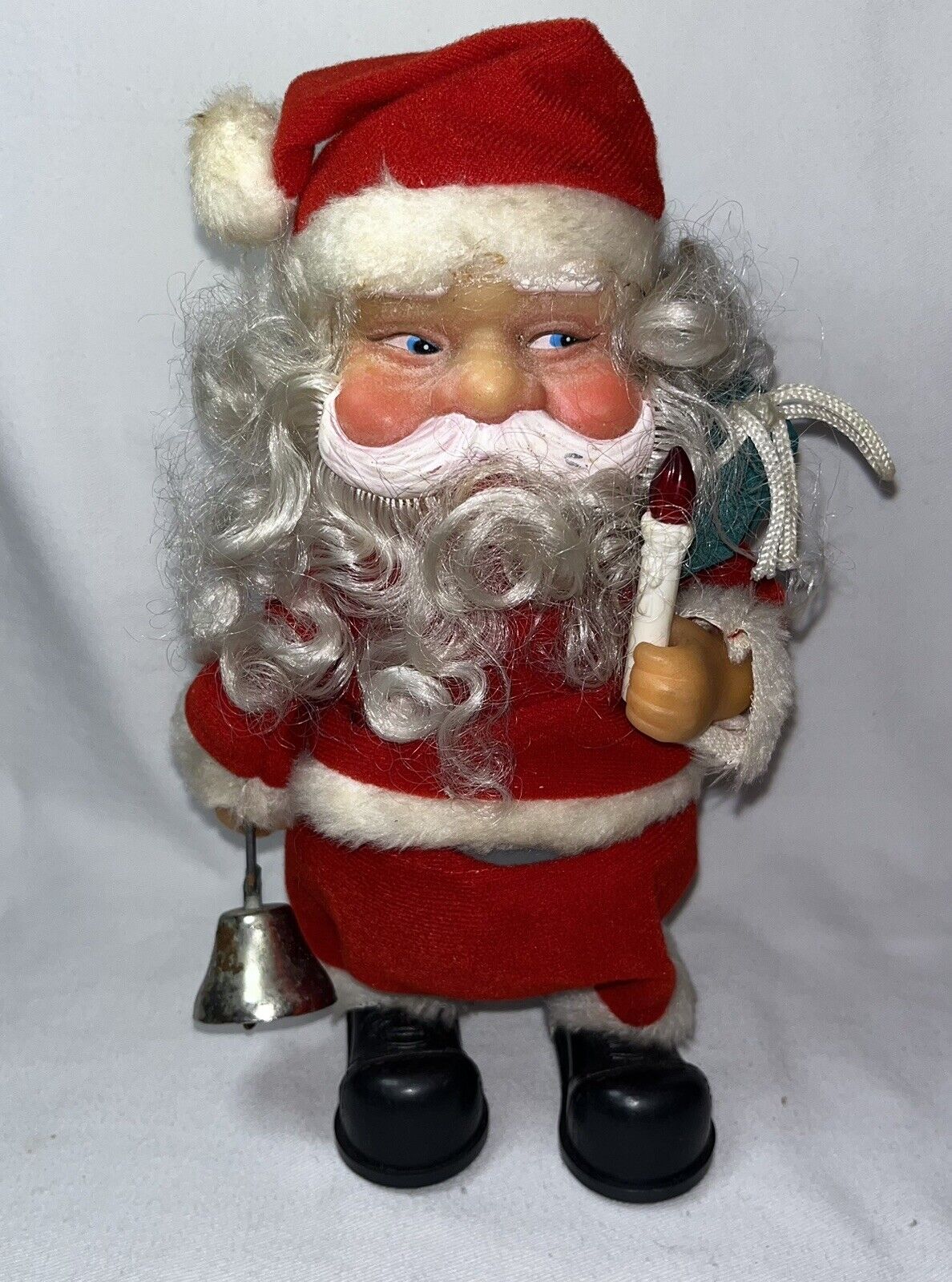 VTG Christmas Wheels Bell  Santa Figure Battery Operated - NOT WORKING for displ