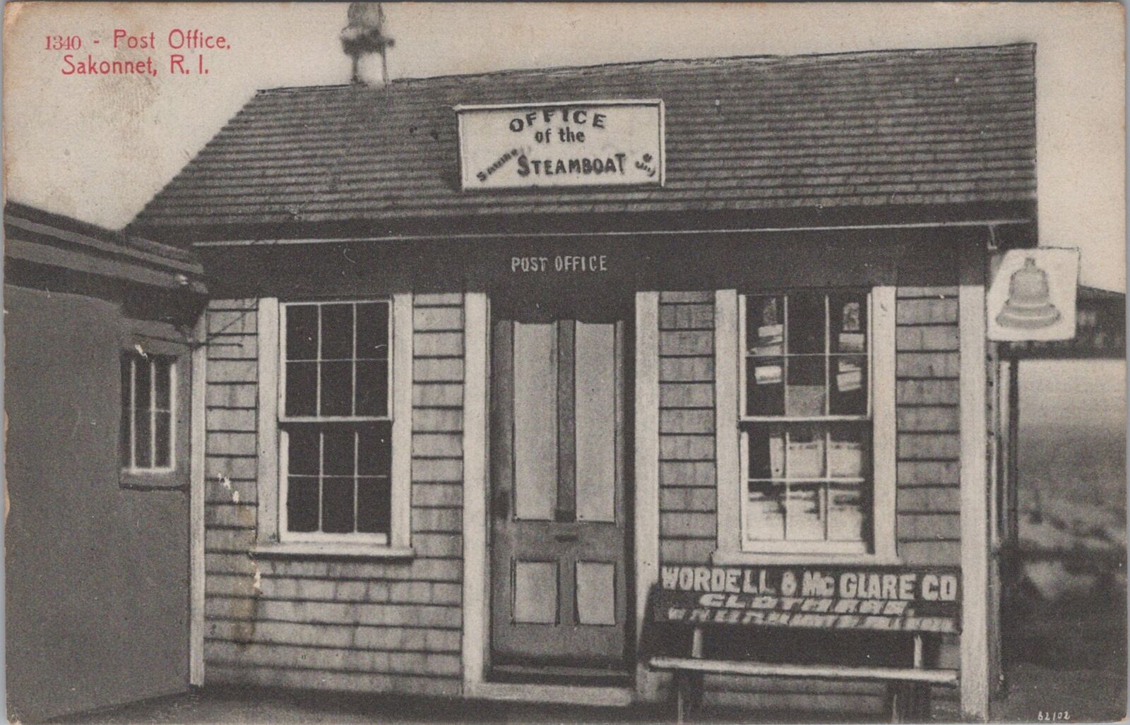 Post Office Office of the Steamboat Sakonnet Rhode Island 1910 Postcard