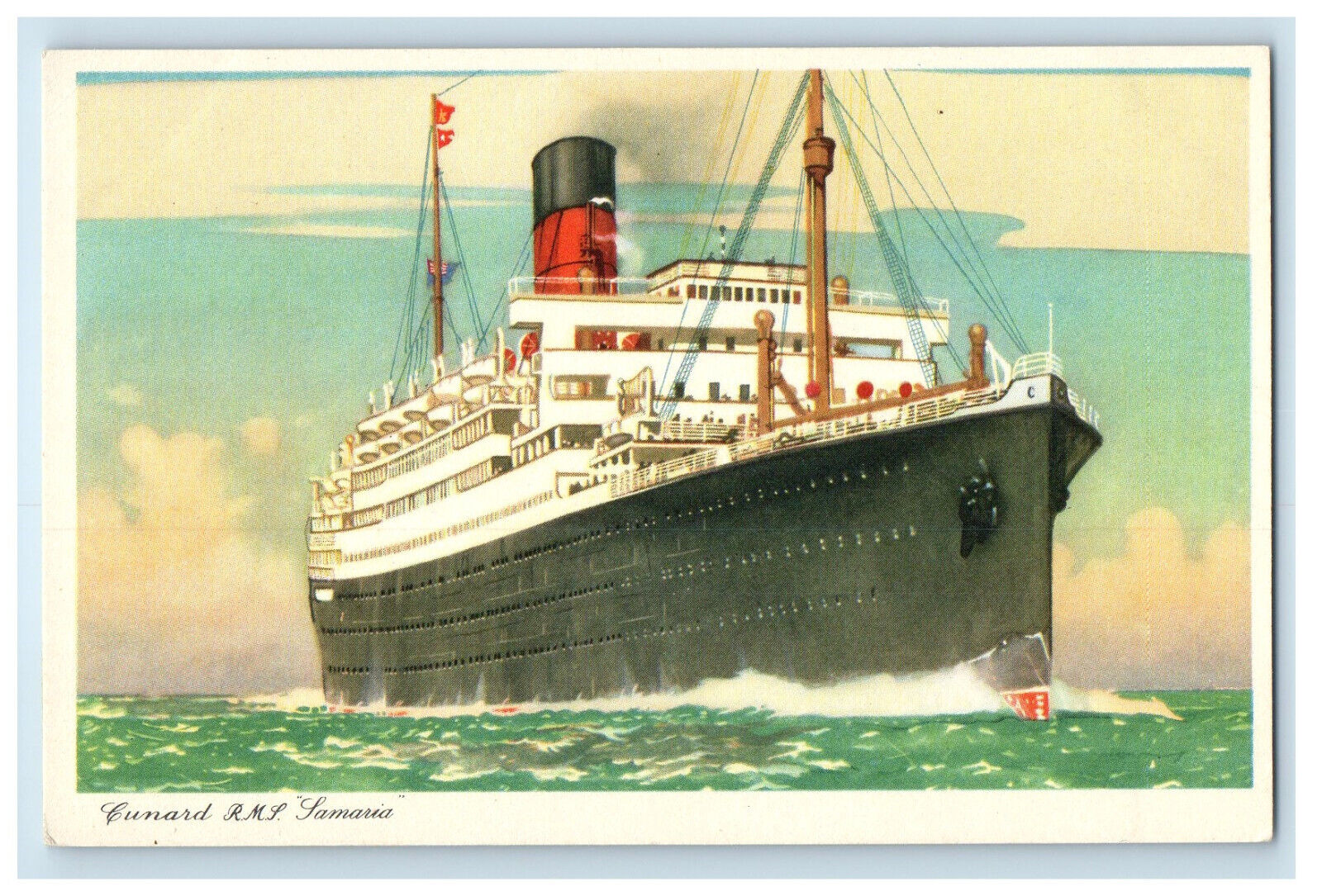 c1940's Steamer Cunard RMS Samaria Sailing Vintage Unposted Postcard