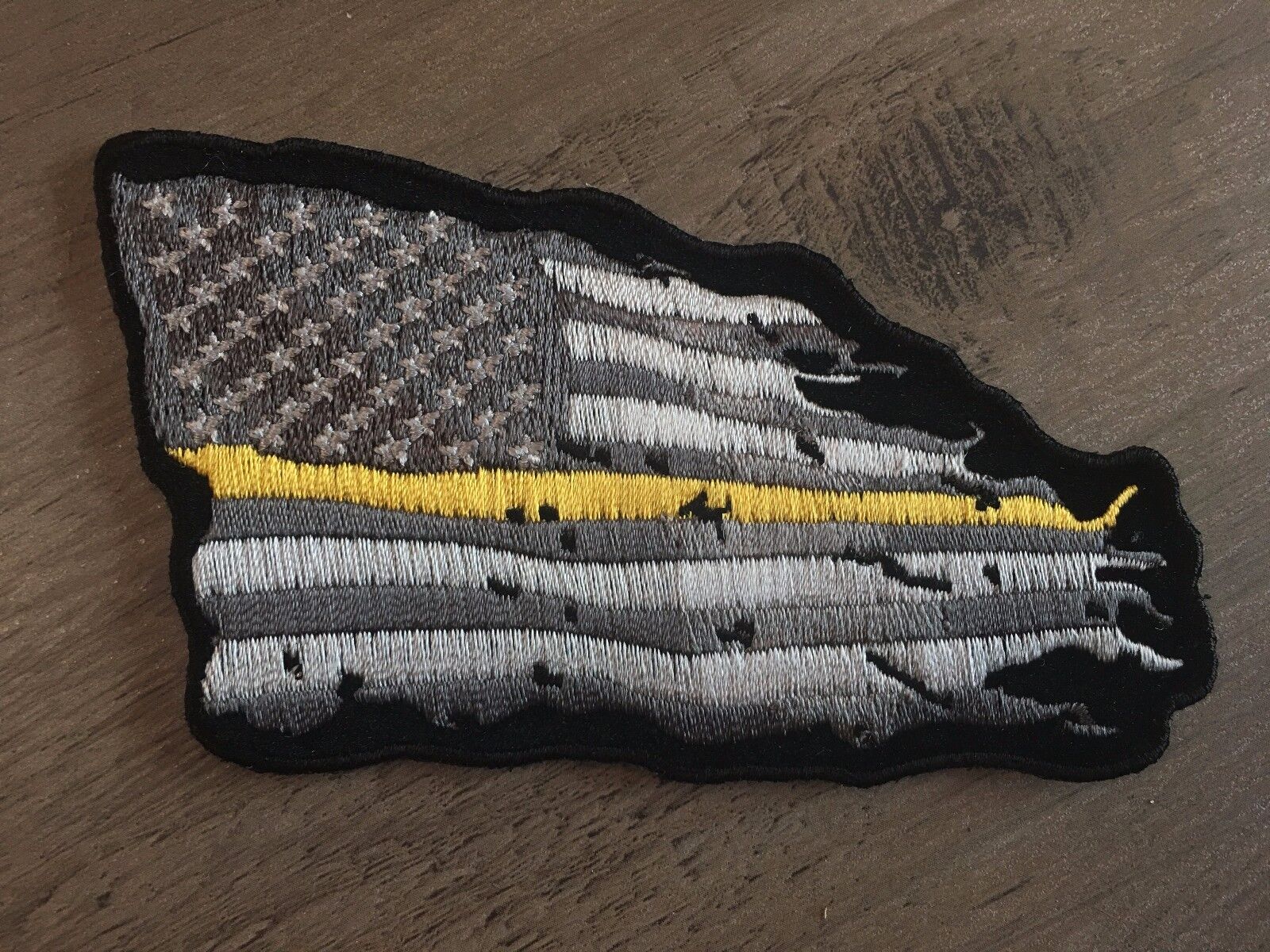 Tattered Thin Yellow Line American Flag Patch