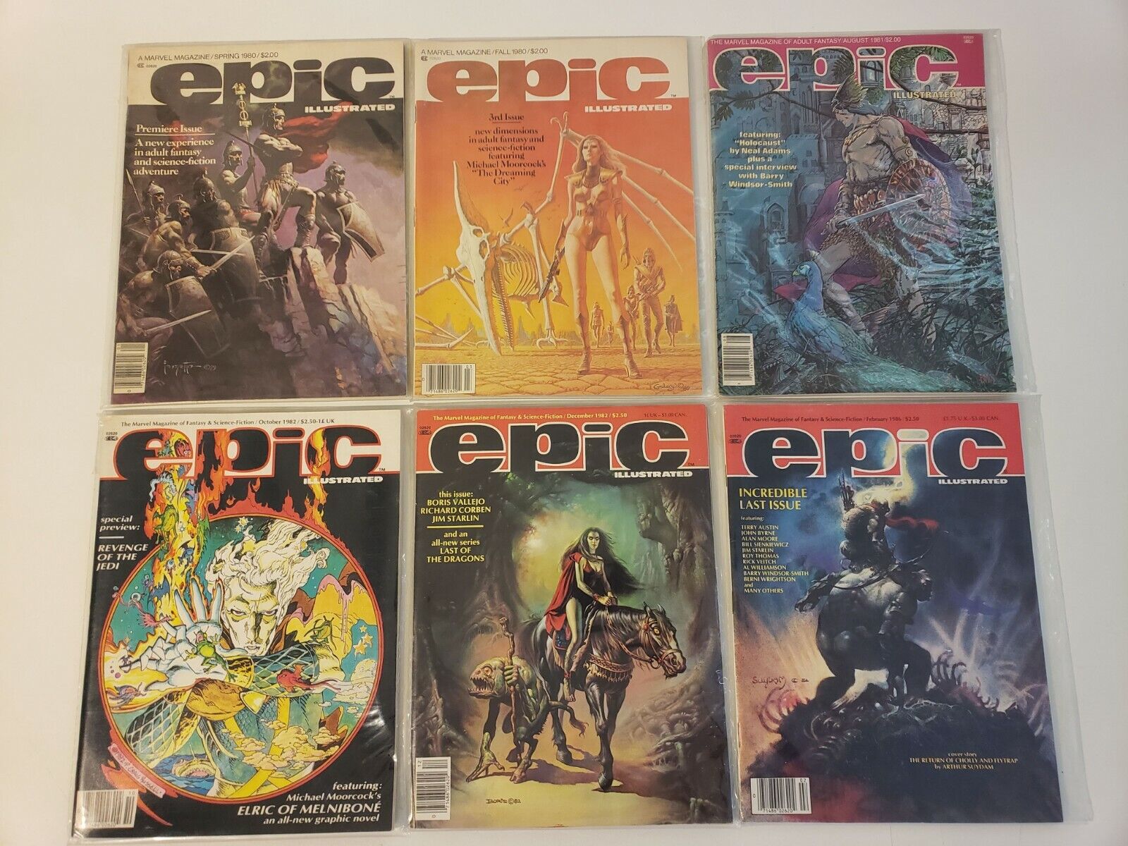 EPIC ILLUSTRATED MAGS NM #'s 1, 3, 7,14, 15,34 DREAMING CITY, 1ST & LAST ISSUES