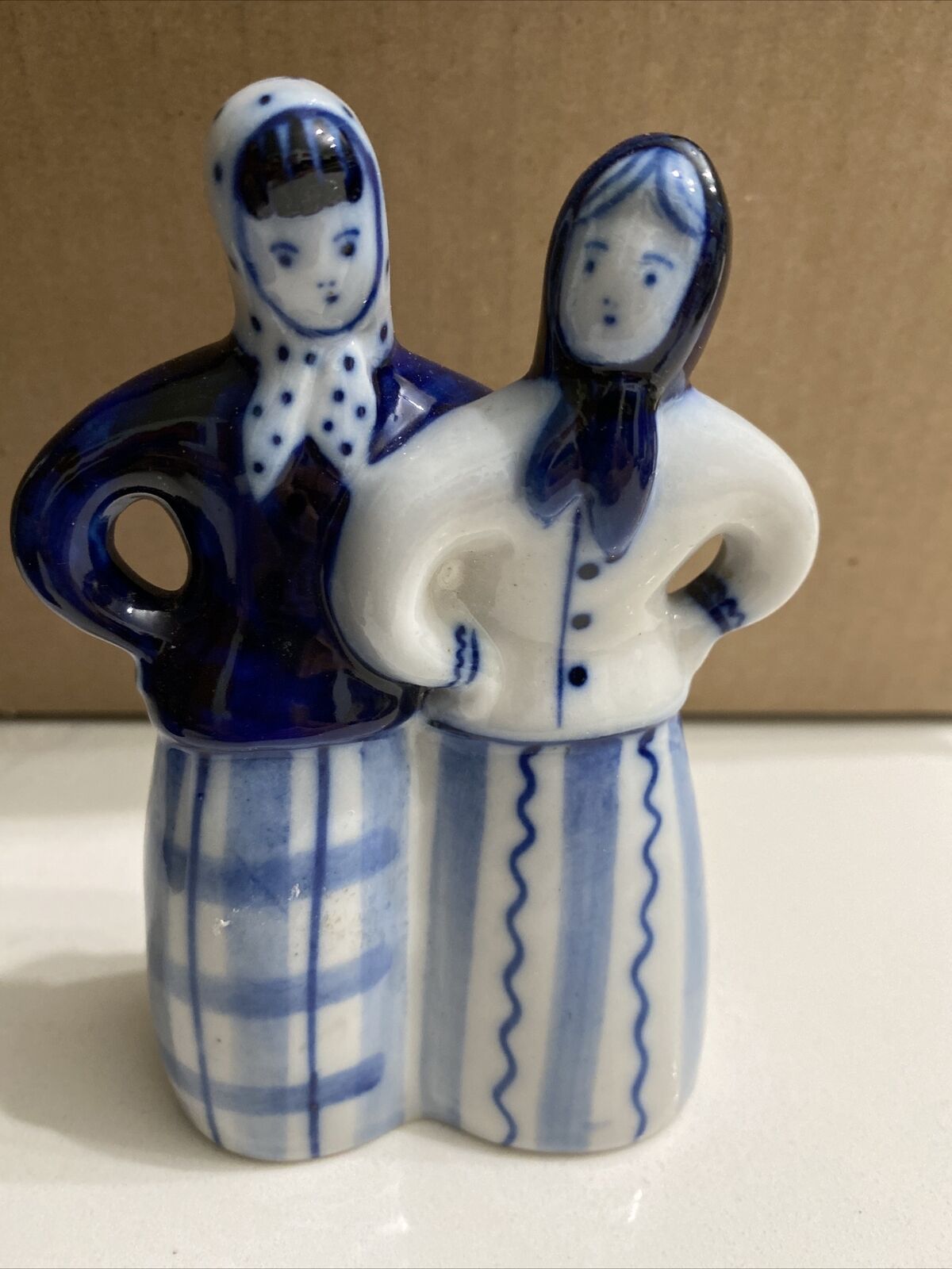 Vintage Porcelain Figurine Russian Peasant Handpainted in USSR