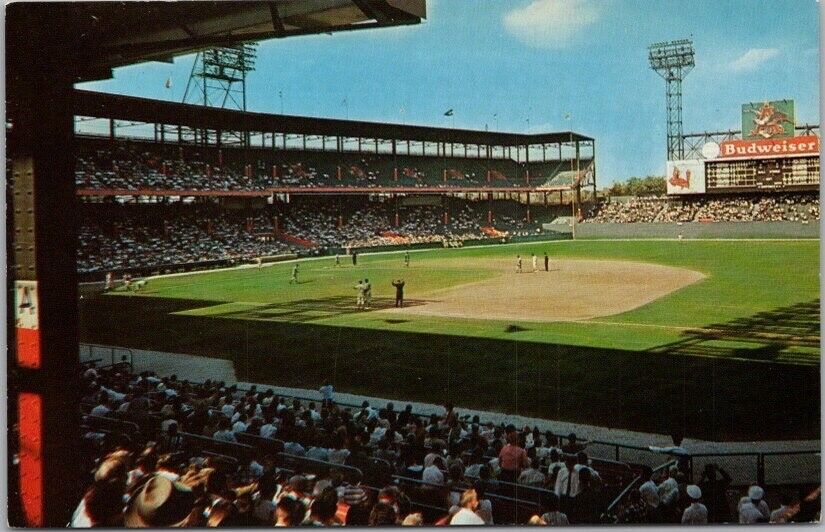 1960s ST. LOUIS MO Postcard BUSCH STADIUM Field Interior View Cardinals Baseball