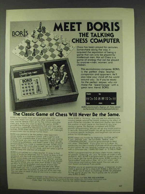 1978 Boris Chess Computer Ad - Talking Computer