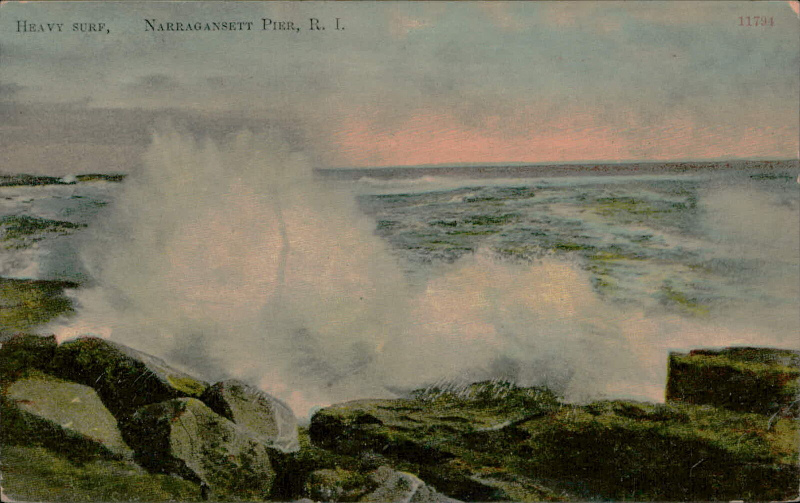 Postcard: DB HEAVY SURF, NARRAGANSETT PIER, R. I. 11794