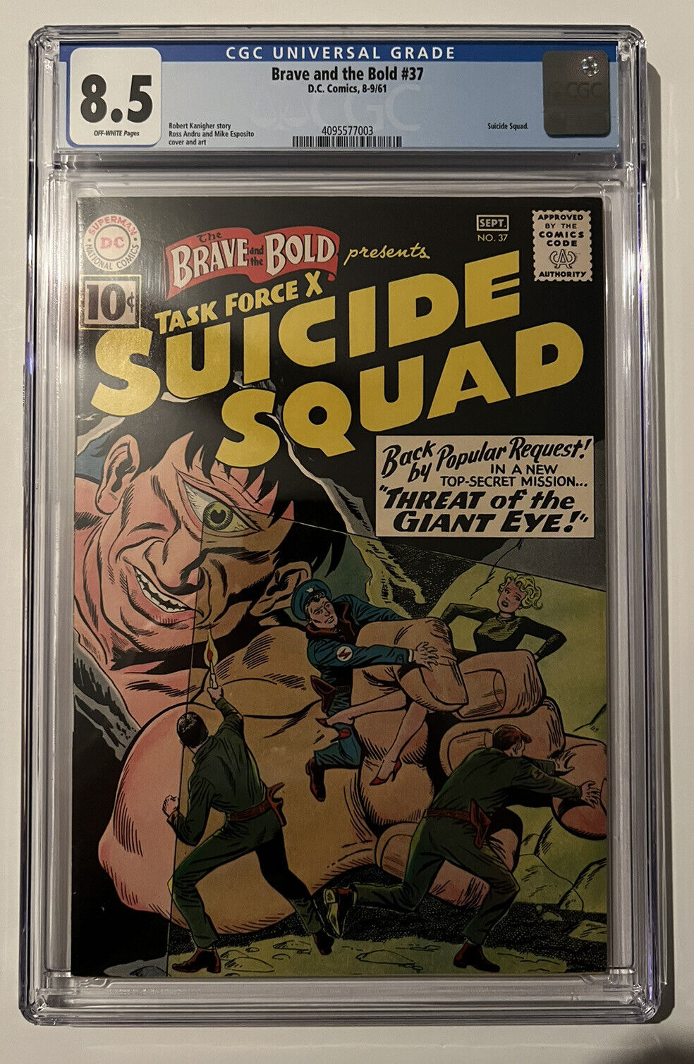 BRAVE AND THE BOLD #37 CGC 8.5 (DC, 8-9/61) Suicide Squad ~Off-White Pages