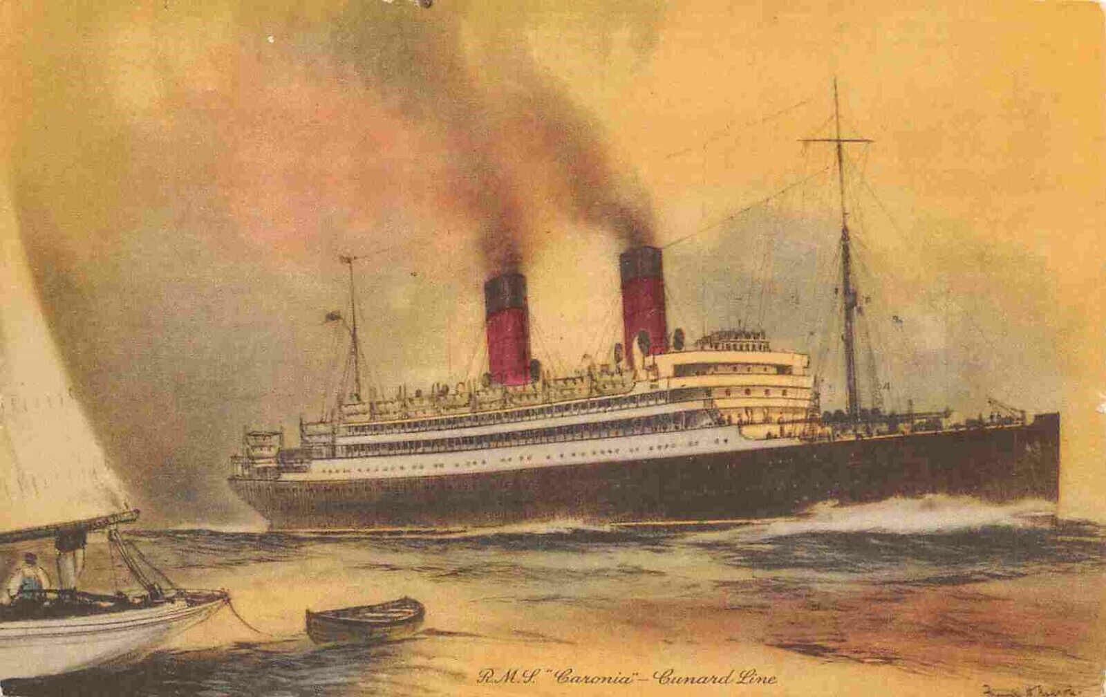 RMS Caronia Ship Cunard Line Thomas Cook & Son advertising 1932 postcard
