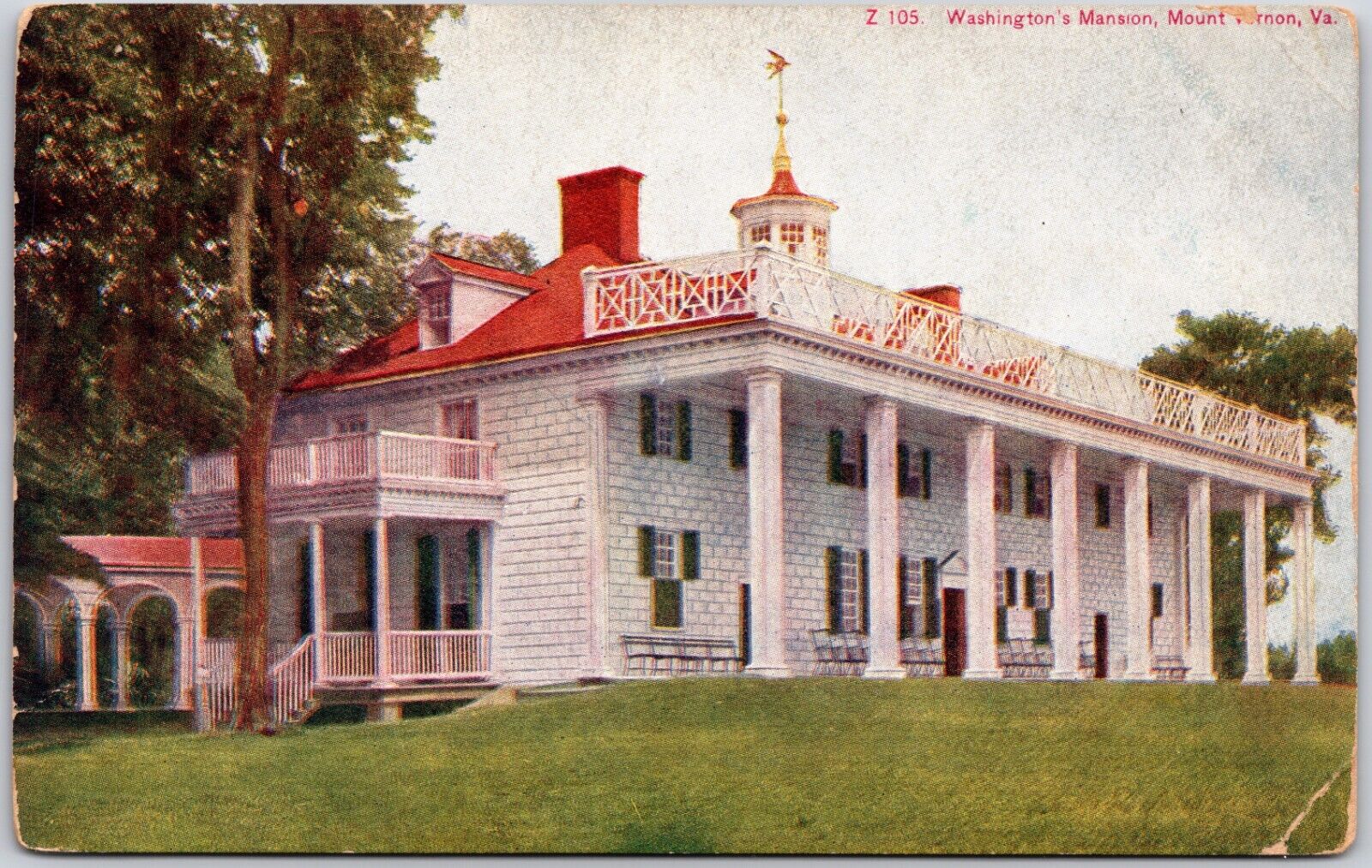 Washington Mansion Mount Vernon Virginia Db Postcard