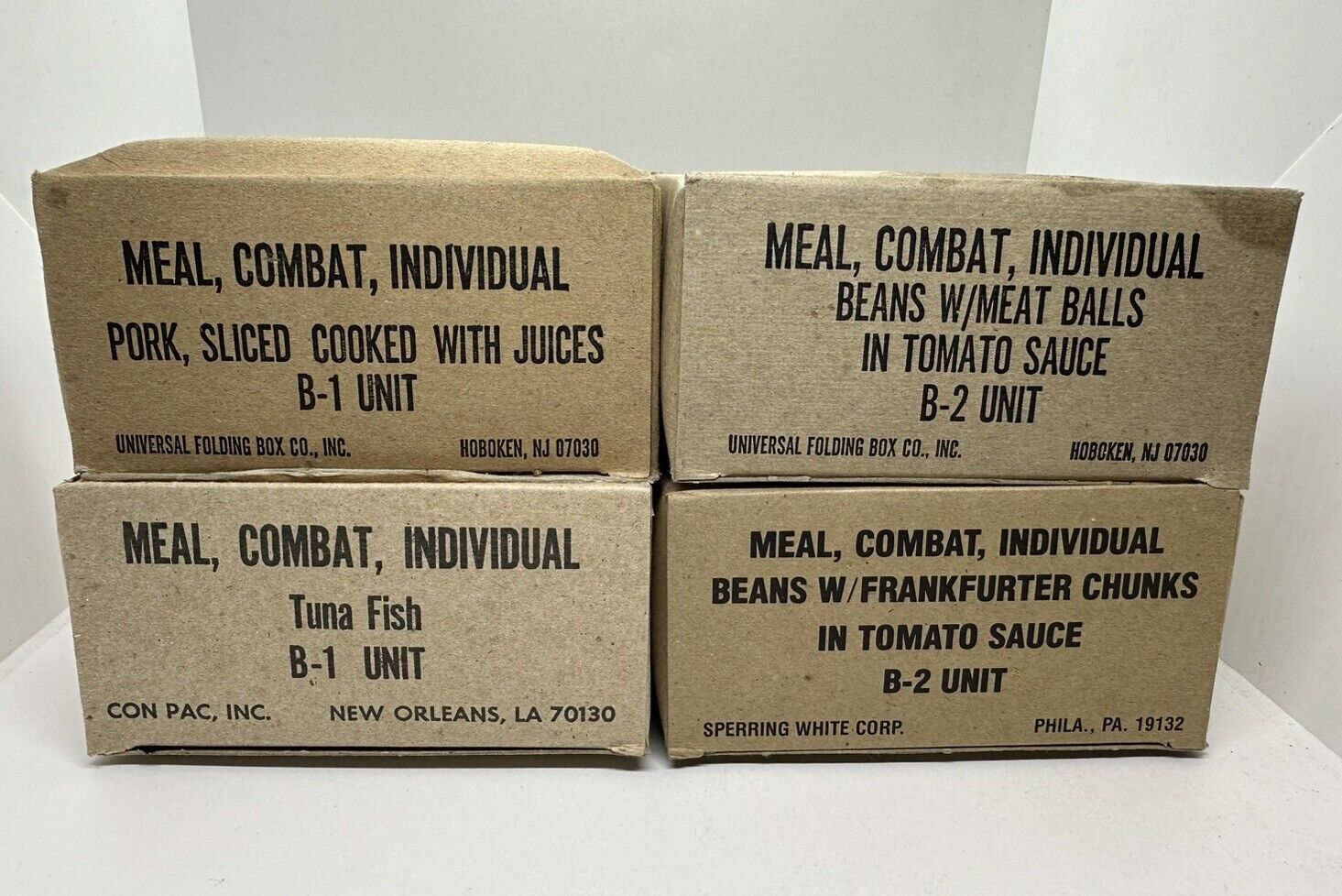 Rare Vintage US Army Military Lot Of 4 1980’s Individual Combat Meal B Unit MRE