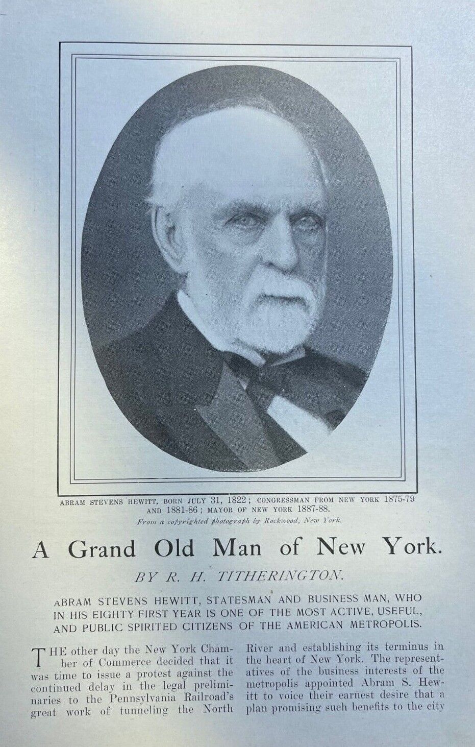 1902 New York Businessman Abram Stevens Hewitt illustrated