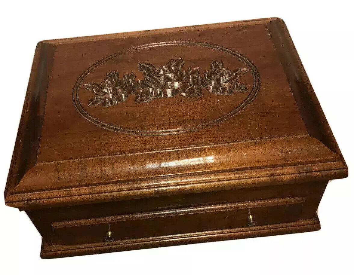 The Ultimate Silverware Flatware Wood Hand Carved Box With Velvet Nice