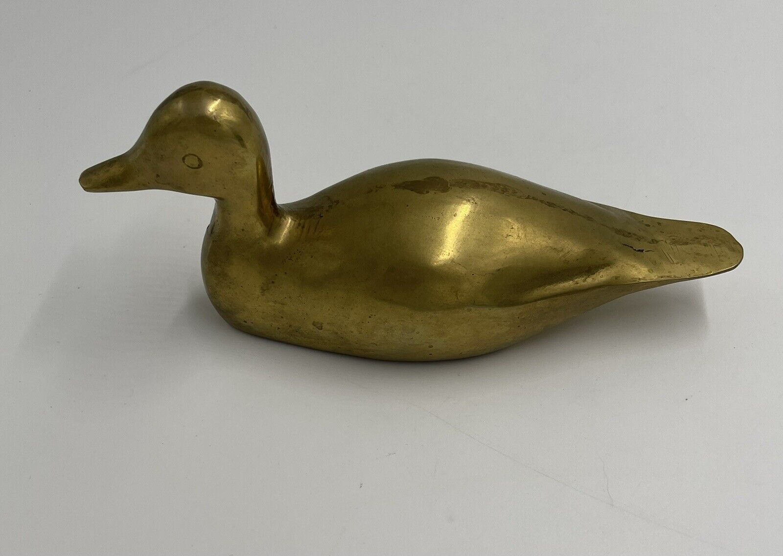 Vintage Yellow Brass Duck Figurine, Paper Weight 8.75\