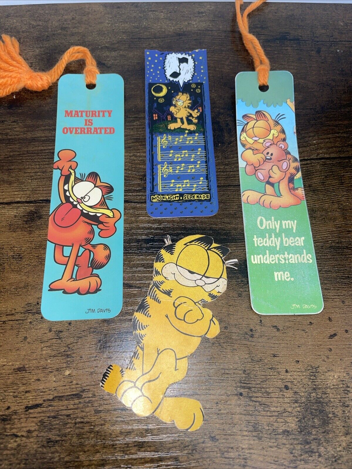 Vintage Garfield Lot of 3 Bookmarks 1978 Antioch Tab-Marks with Tassels