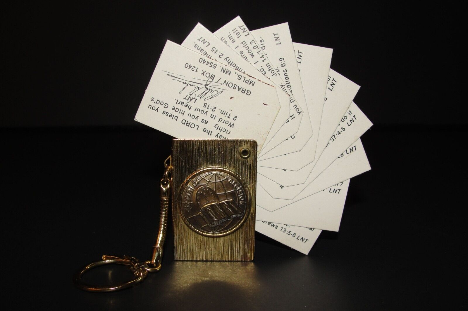 Vintage Billy Graham Keychain Hour of Decision Scripture Bible Cards Mini Book