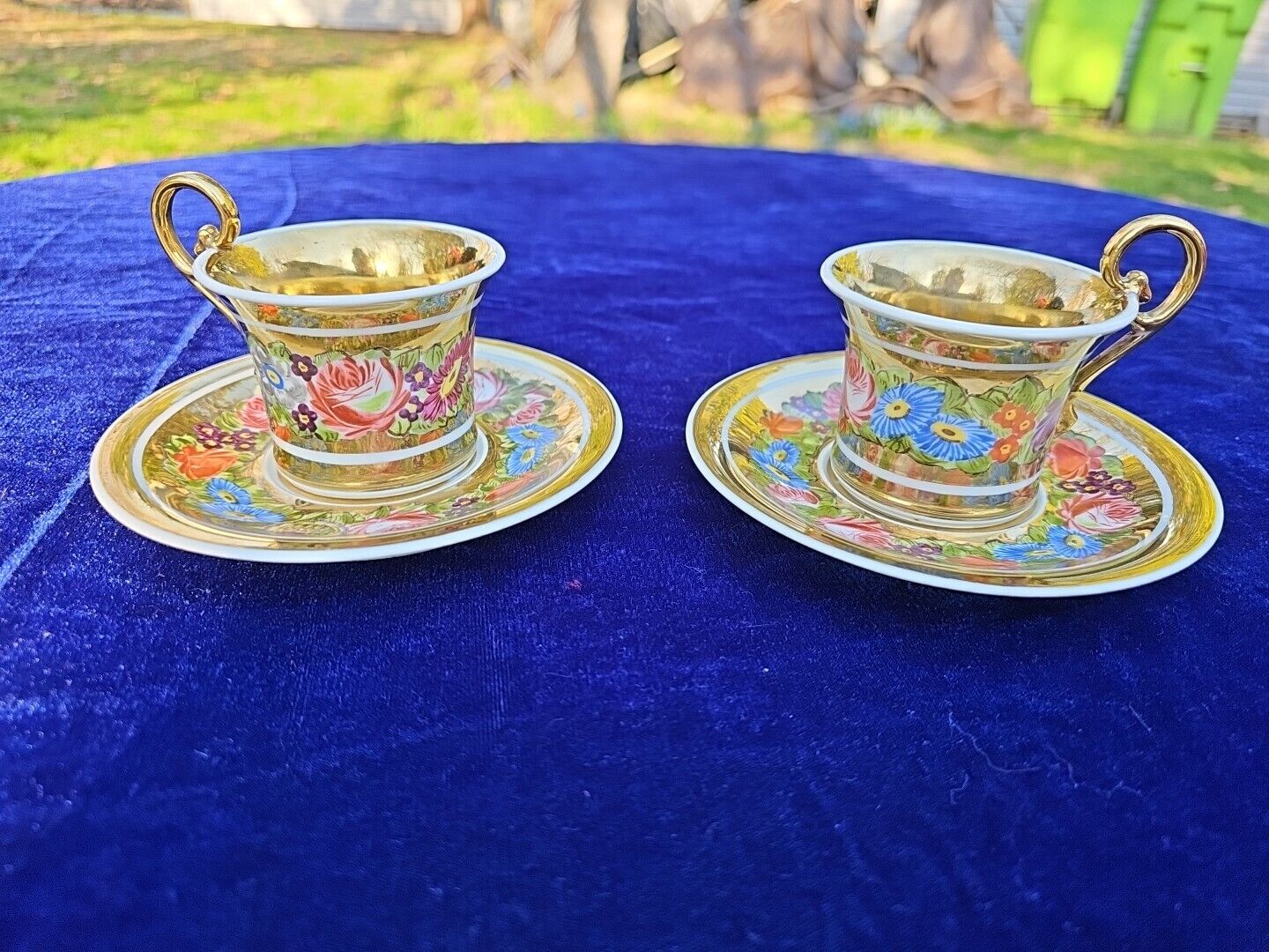 Antique set of two China  coffee or teacups Limoges or Capodimonte.