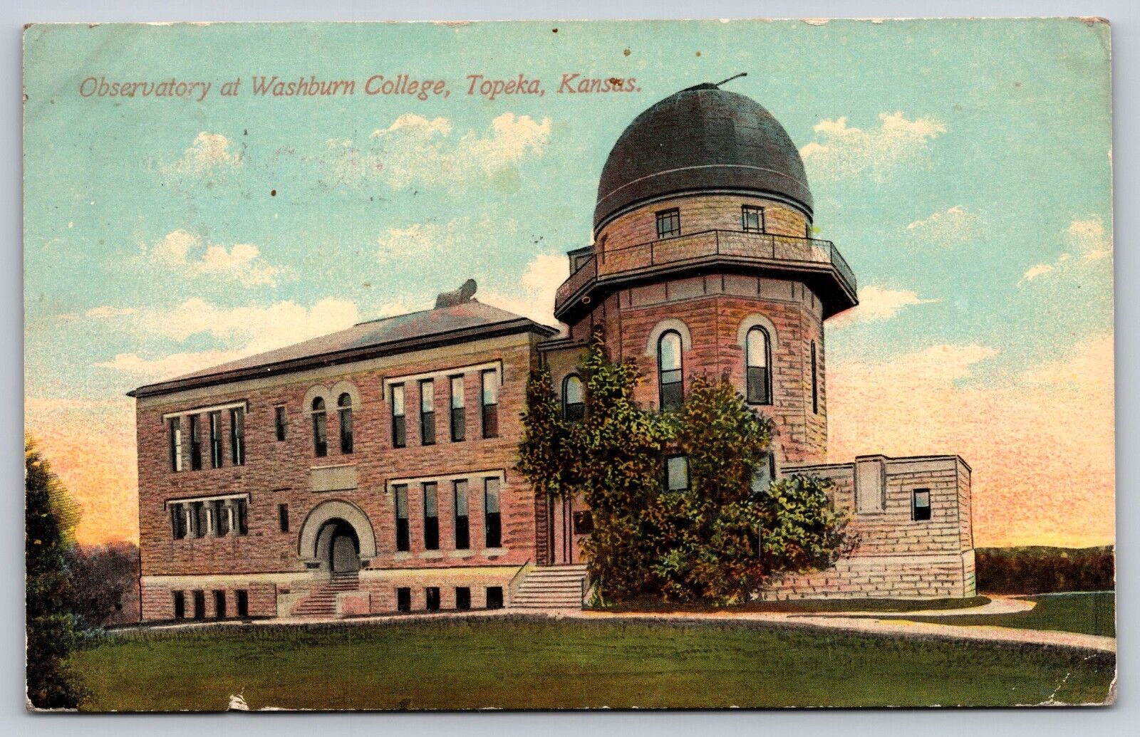 Postcard Observatory Washburn College Topeka Kansas