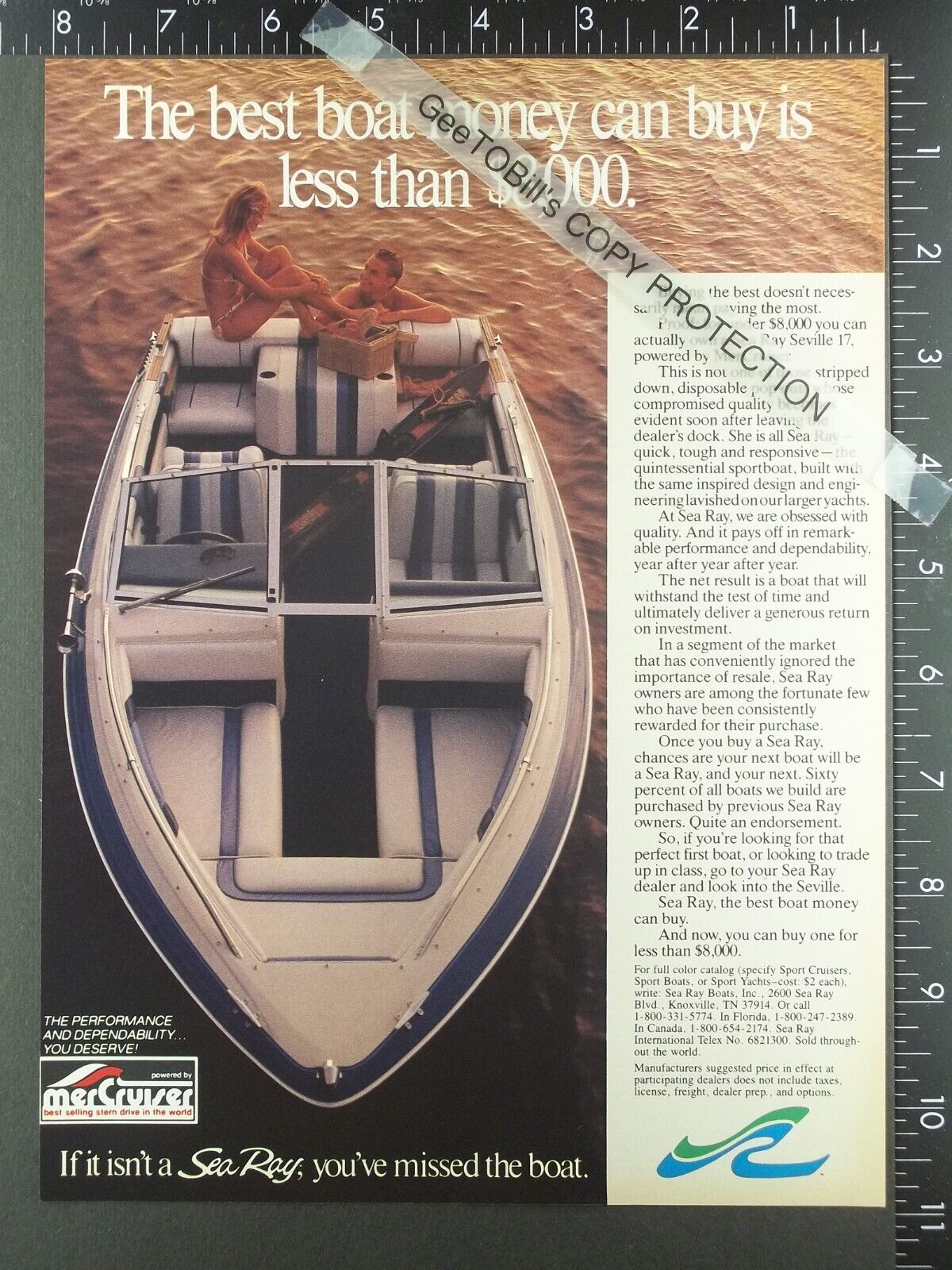 1987 ADVERTISING for Sea Ray Seville 17 motor yacht boat