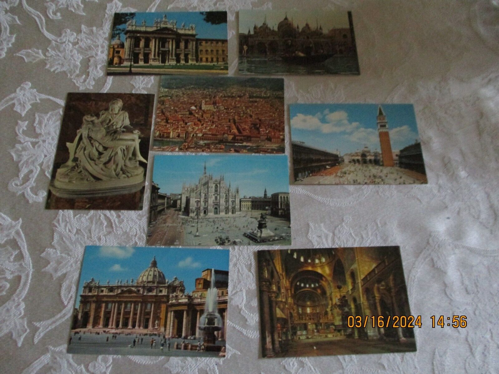 Eight UNUSED 1983  Italian Postcards from Rome, Florence, Venice, and Milan