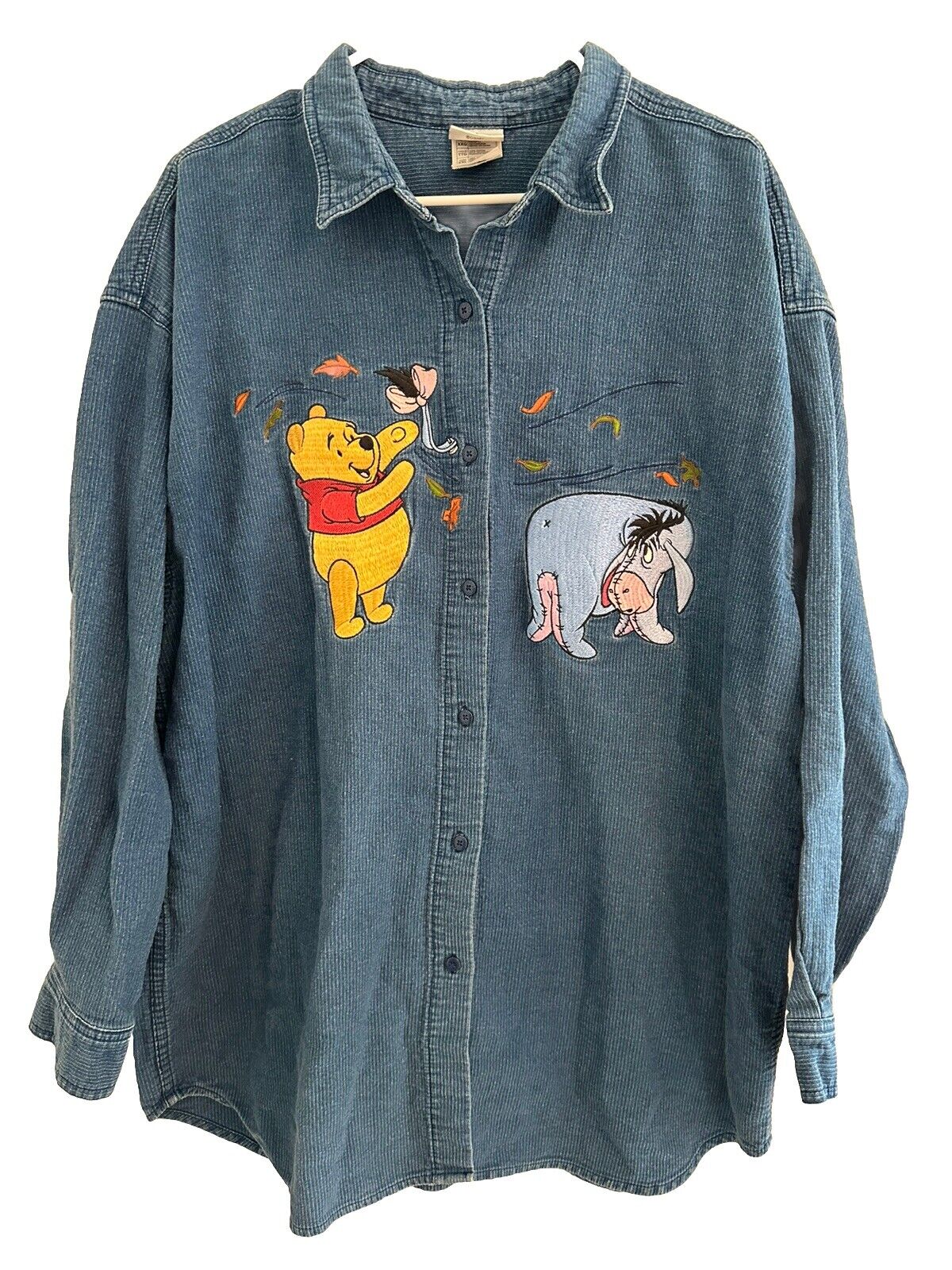 Vintage Disney Store sz XXL 2XL Winnie The Pooh Button Up Denim Jacket LS Shirt