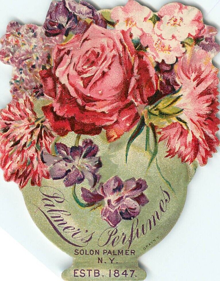 1904 Victorian Trade Card Palmers Perfumes Die Cut Embossed New York