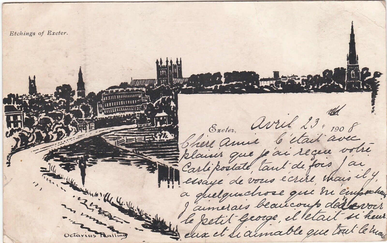 G1551 ILLUSTRATION - ETCHINGS OF EXETER - CITY SURROUNDINGS