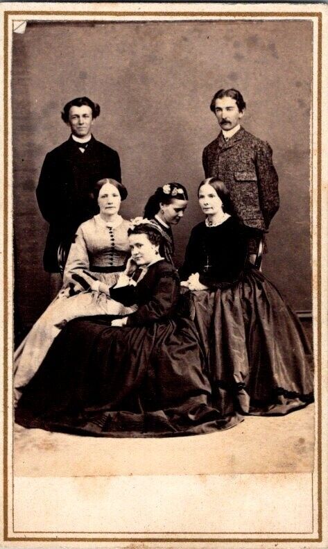 Group of Men and Women, Fashion, 1860 CDV Photo, #2080
