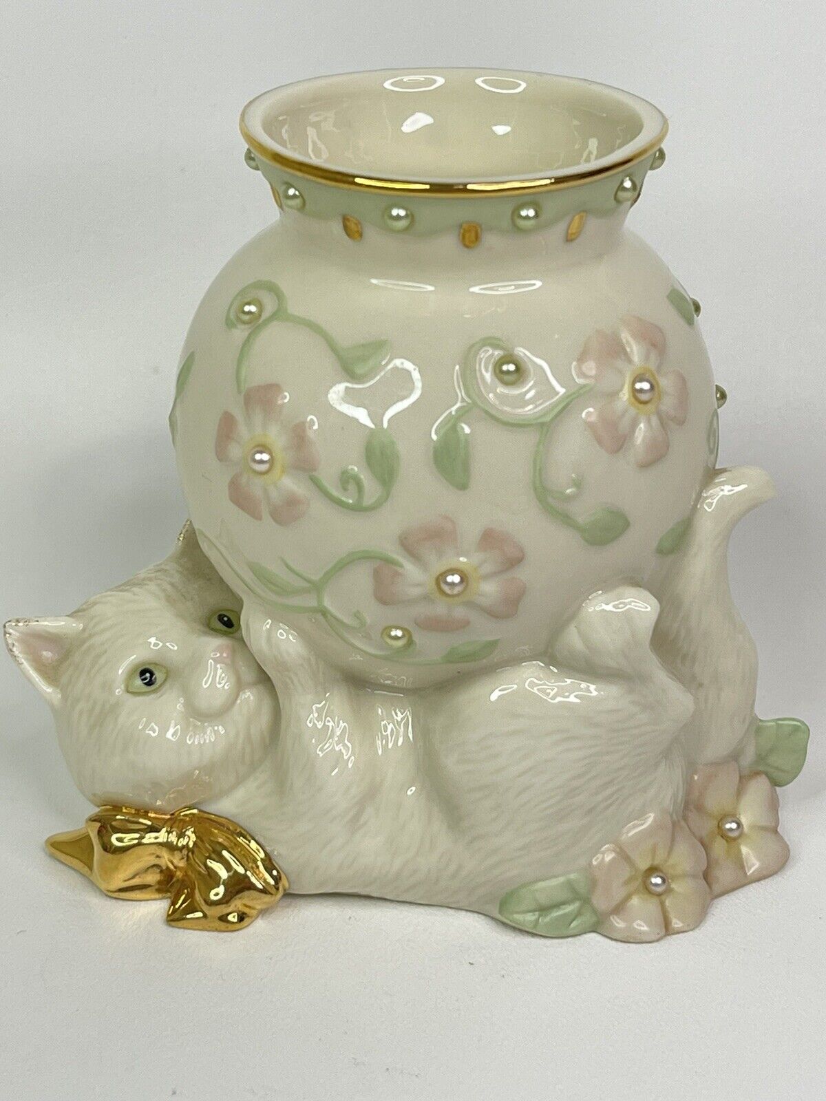 Lenox Petals & Pearls Cat Bud Vase with Flowers Vase # 6249361
