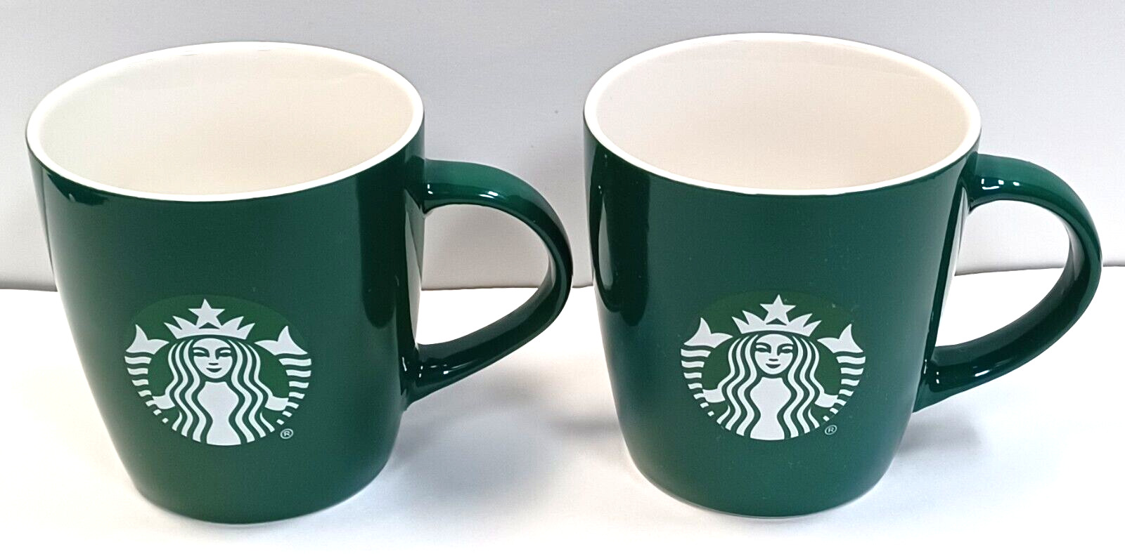 Starbucks Coffee Mugs Hunter Green 12 oz Matching Cups Logo 2020 Set of 2