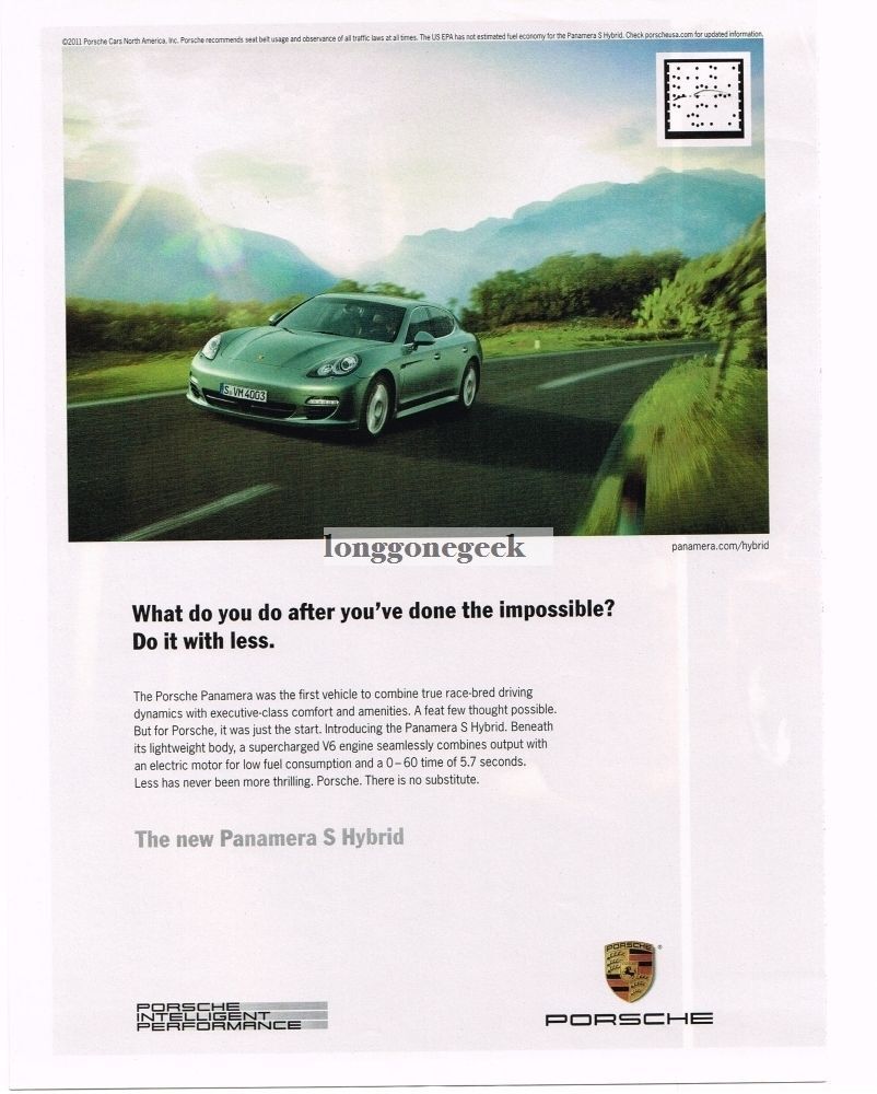 2011 PORSCHE Panamera S Hybrid Vintage Ad 
