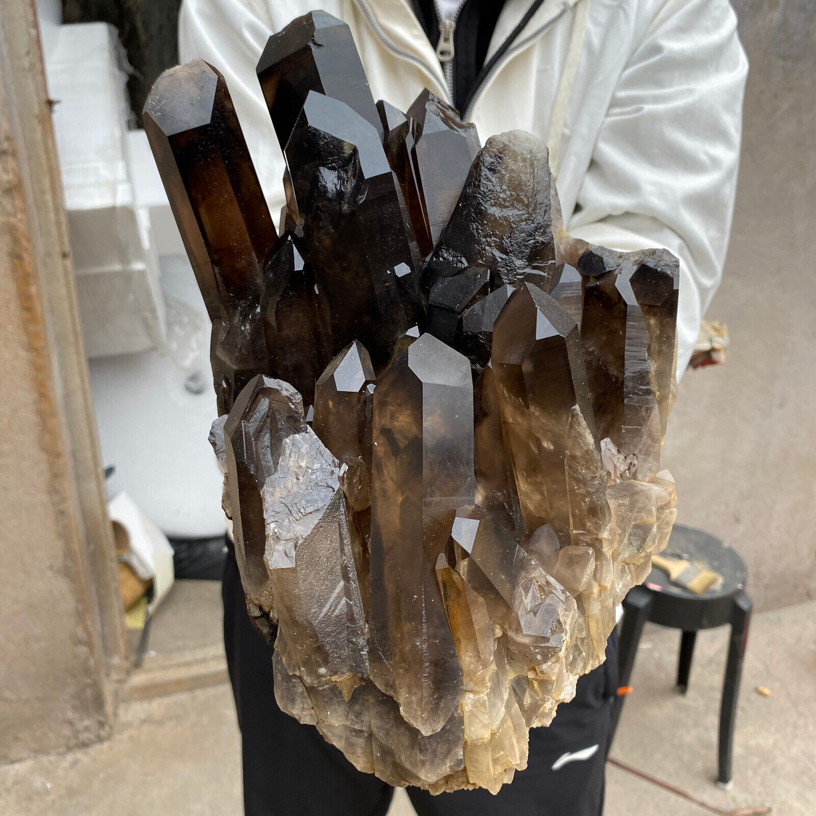 13.4lb Large Natural  Smoky Black Quartz Crystal Cluster Raw Mineral Specimen