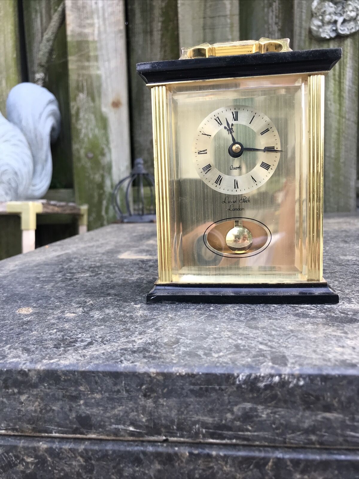 Vintage Lionel Peck London Gold Brass Rapture Carriage Quartz Clock for Repair