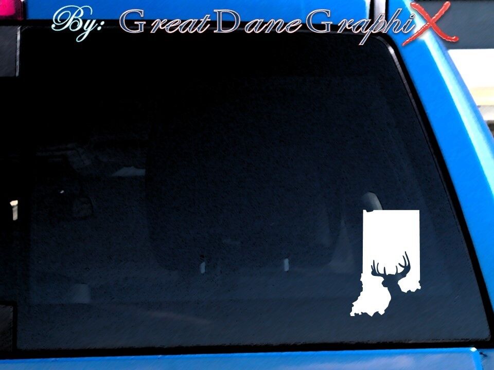 Indiana Deer Hunting State Vinyl Decal Sticker / Color - HIGH QUALITY