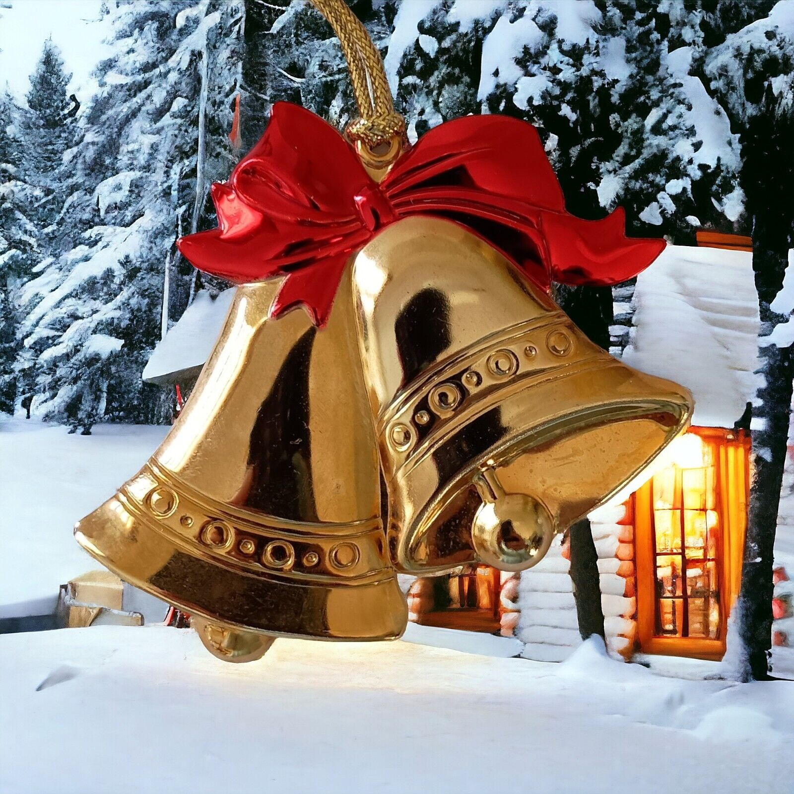 Gloria Duchin Brass Bells Ornament Holiday Red Vintage 1990 USA Christmas Xmas