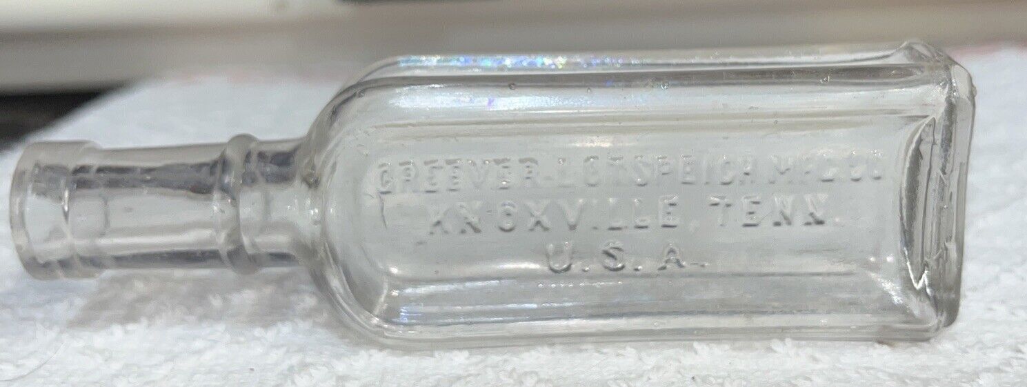 “RARE” Antique Greener Lotspeigh Mfg Glass Medicine Bottle 1890s Knoxville, TENN