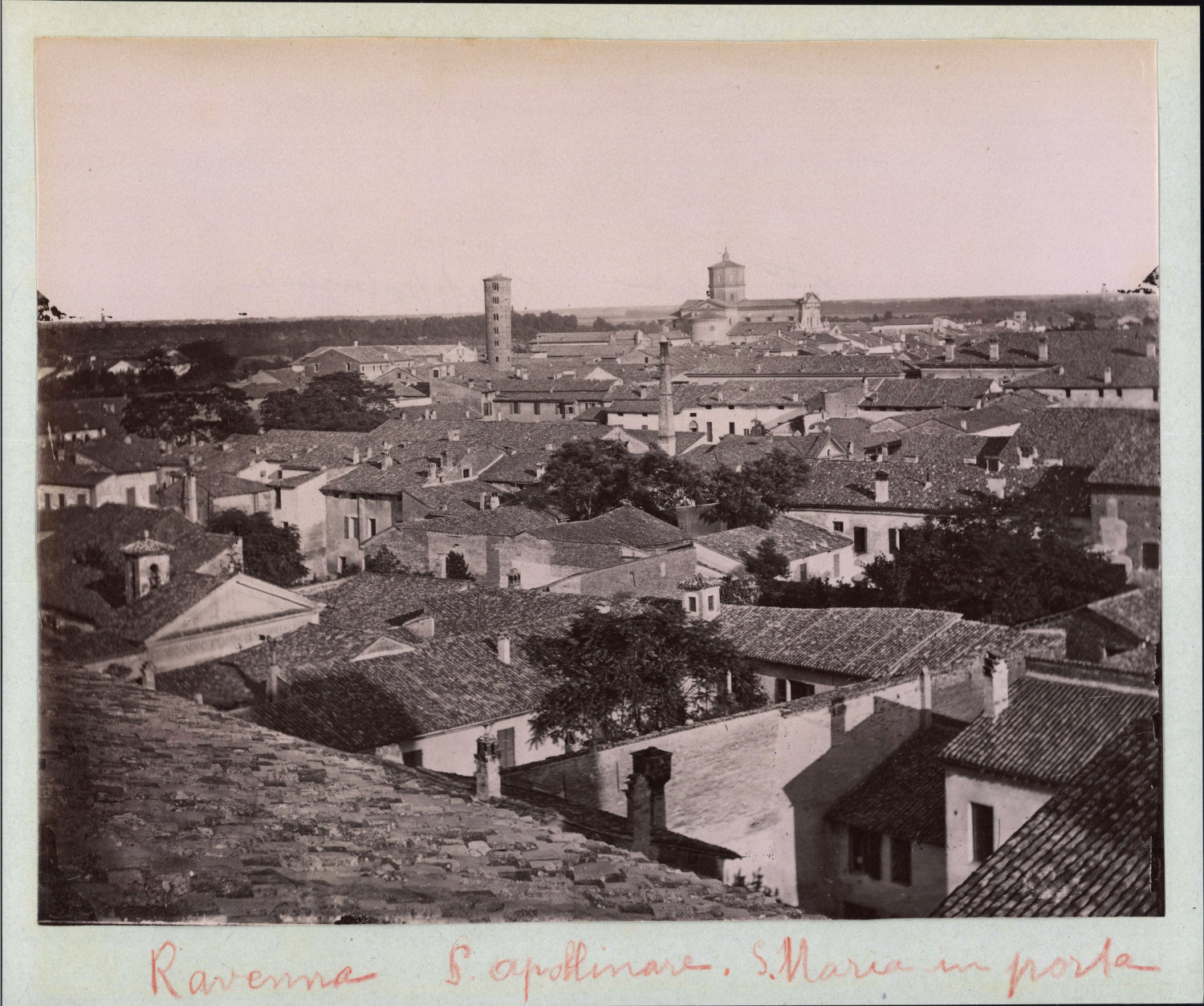 Italy, Ravenna, Panorama with the Basilica of Santa Maria in Porto, ca.1880, print