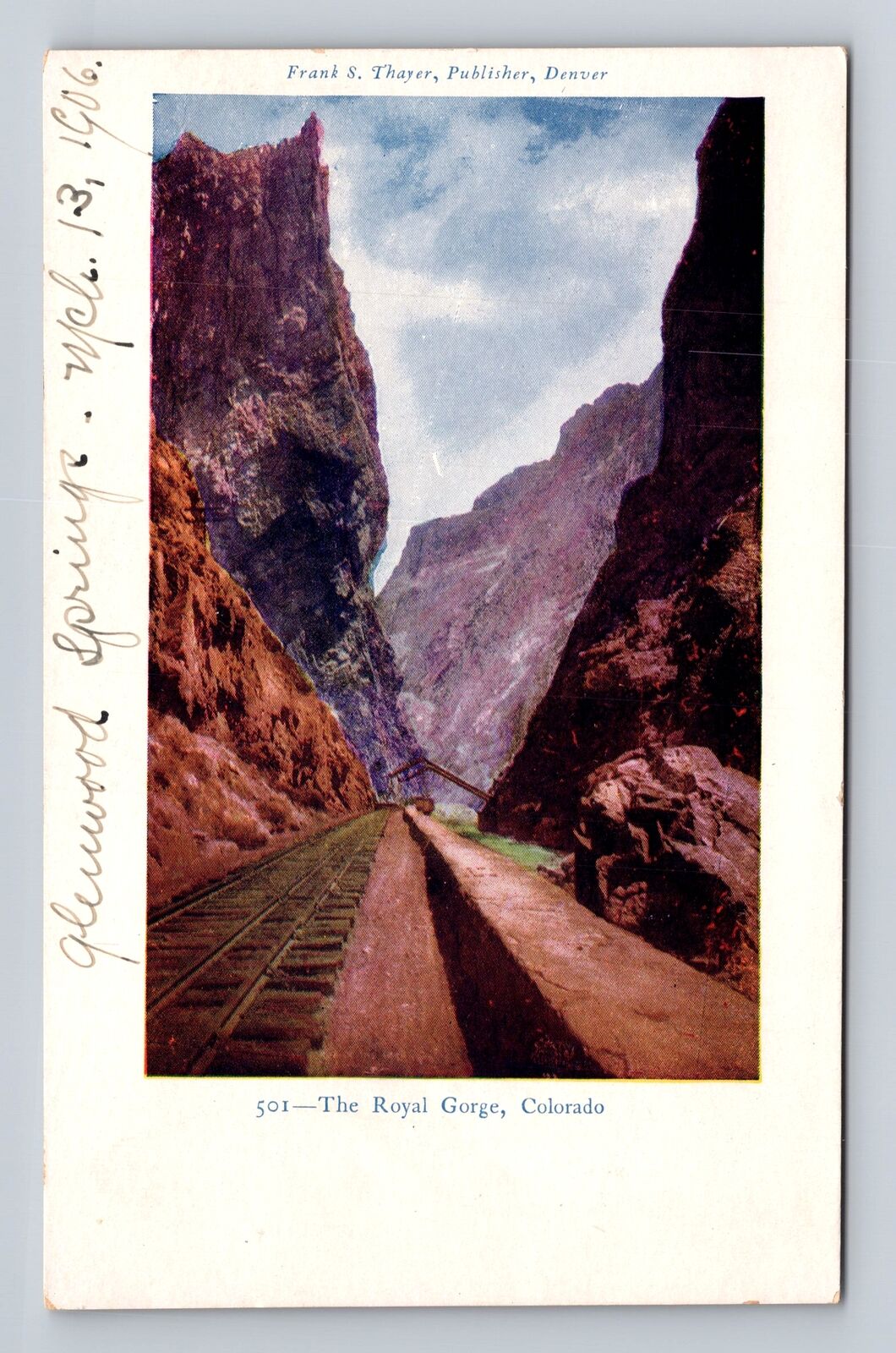 Glenwood Springs CO-Colorado, The Scenic Royal Gorge, Vintage c1906 Postcard
