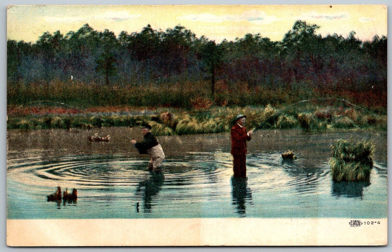 Bessemer Michigan 1907 Postcard Men Fishing