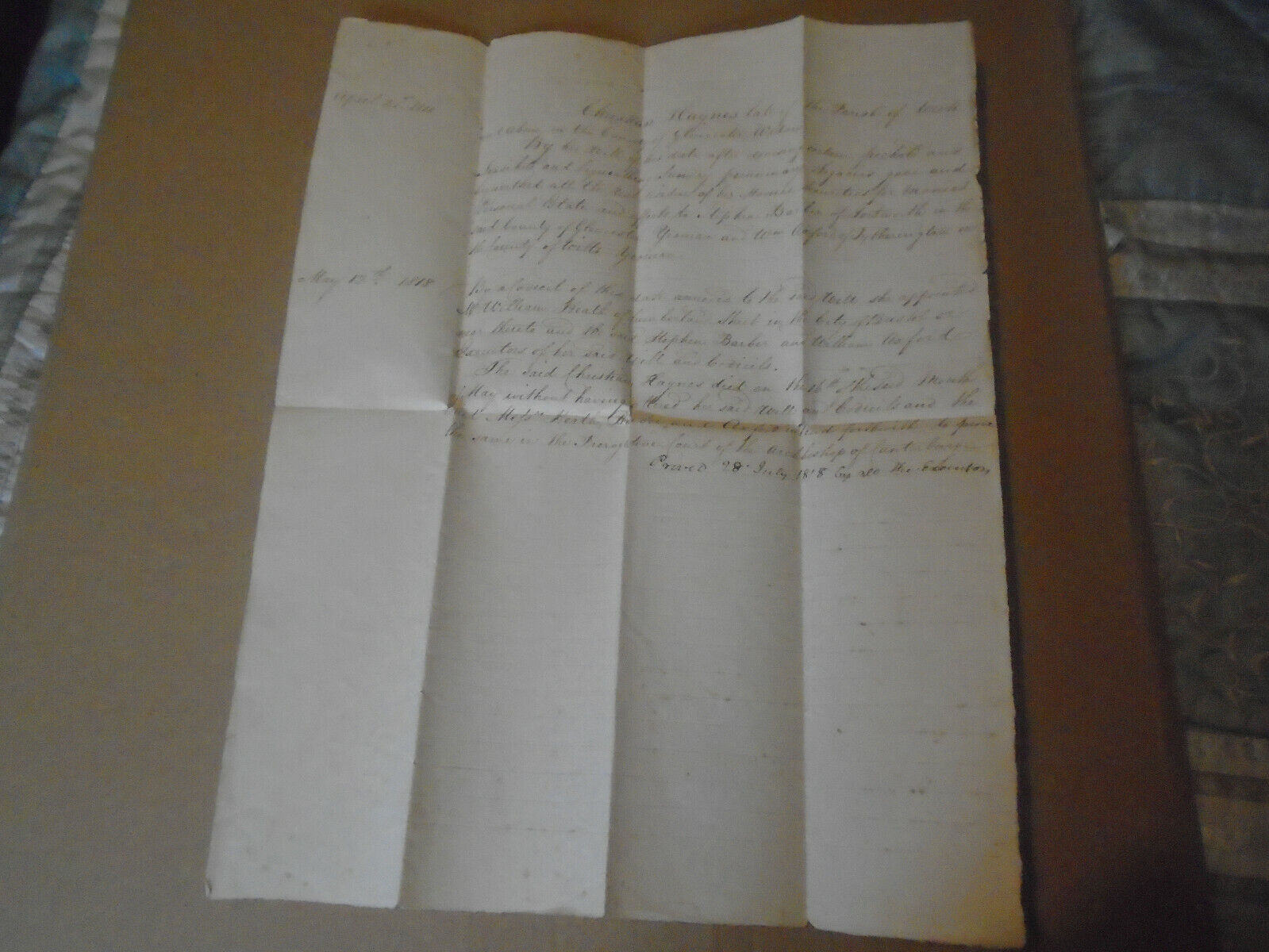 1818 Antique Indenture Type Document, Wick, Gloucestershire, Christian Haynes 