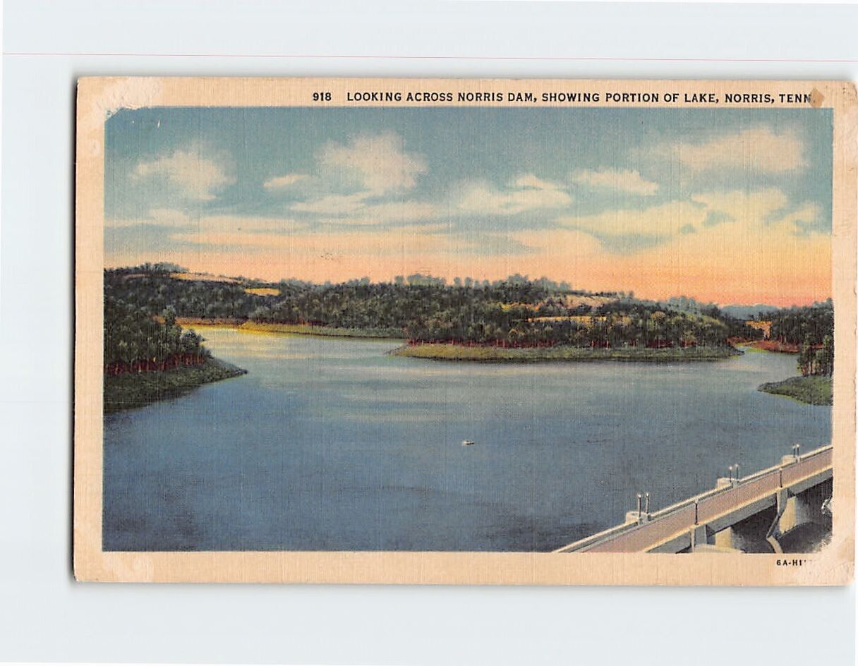 Postcard Looking Across Norris Dam Norris Tennessee USA