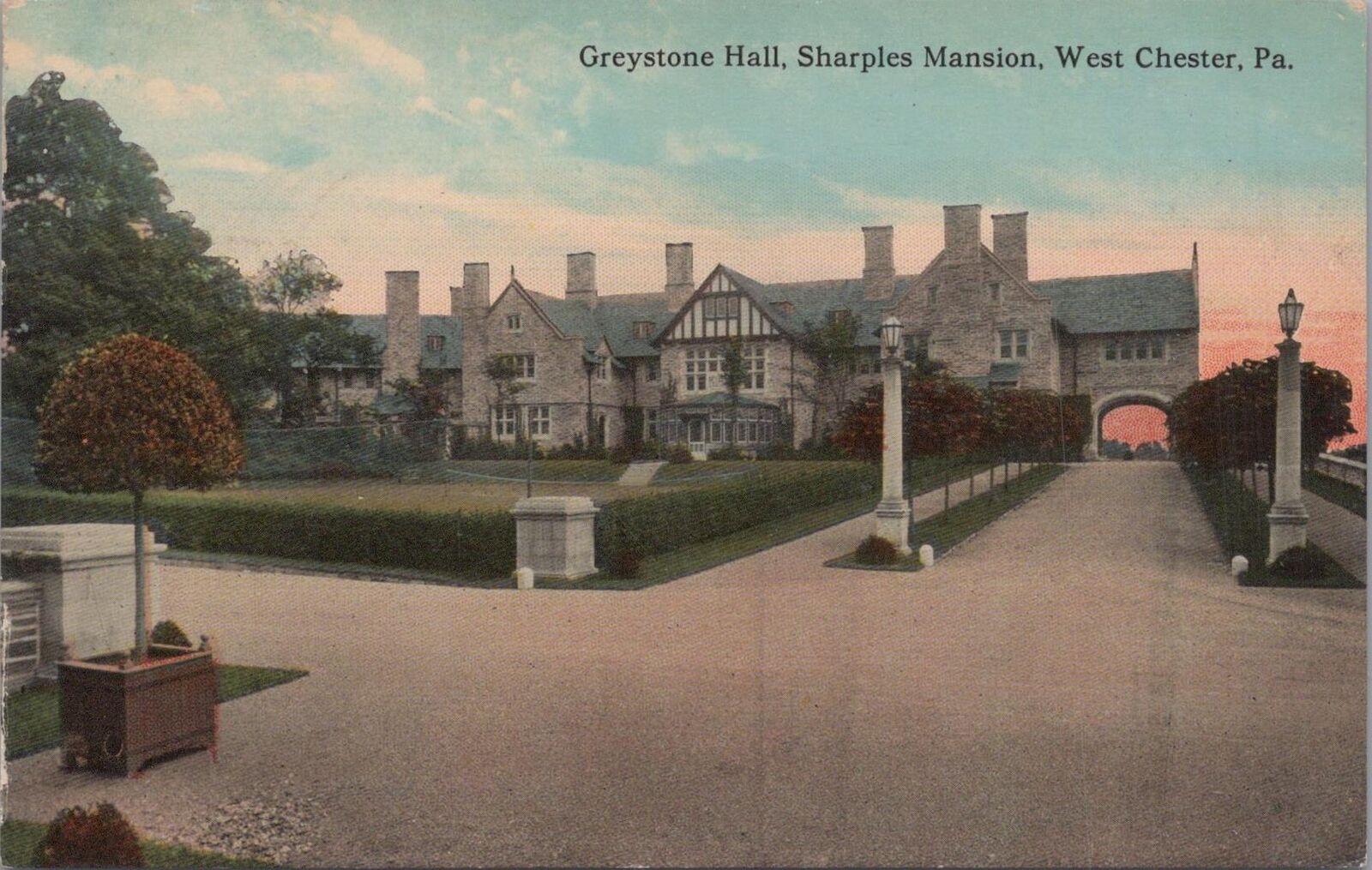Postcard Greystone Hall Sharples Mansion West Chester PA 
