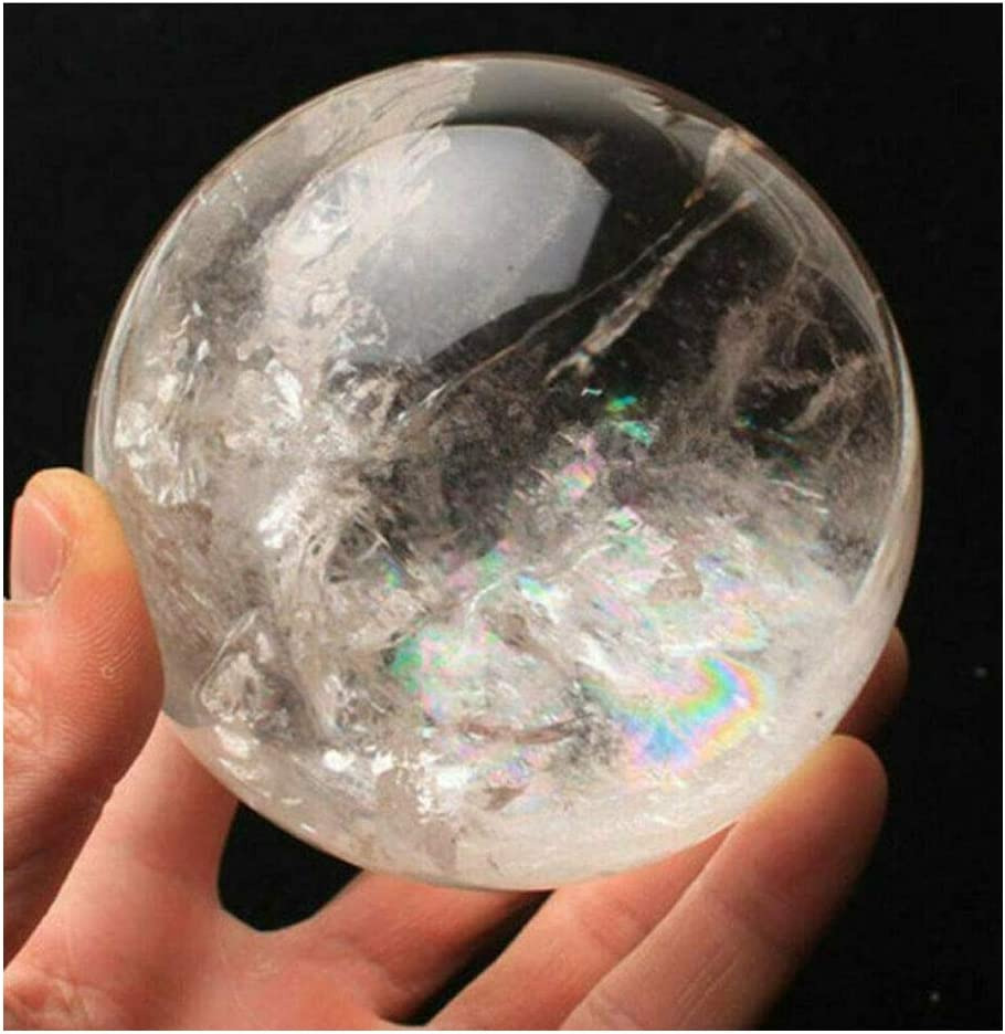1Pcs 35-40Mm Rare Clear Natural Rainbow Large Quartz Crystal Sphere Ball Healing